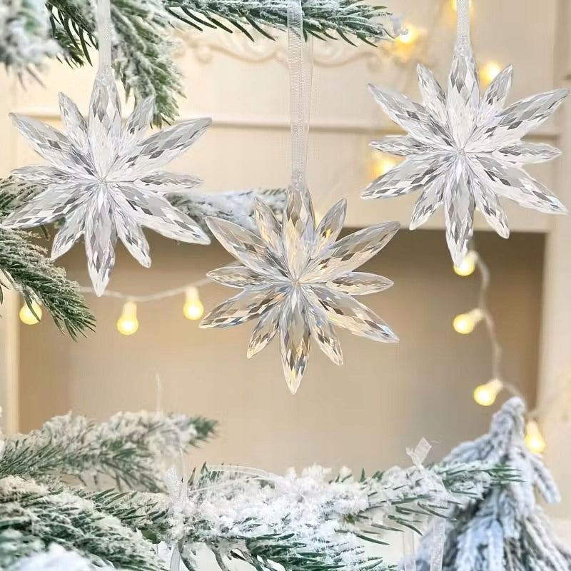 Crystal Stars 6,5cm Transparent Christmas Tree Pendants, Set of 15pcs