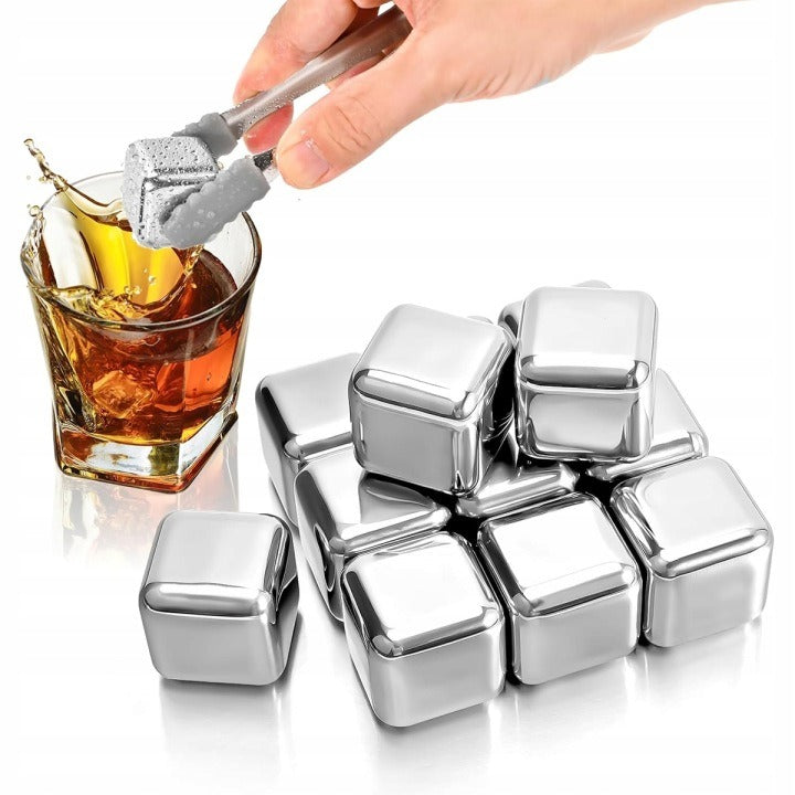 Cubes Stones for Whisky Metal Cooling Set of 12 Pliers