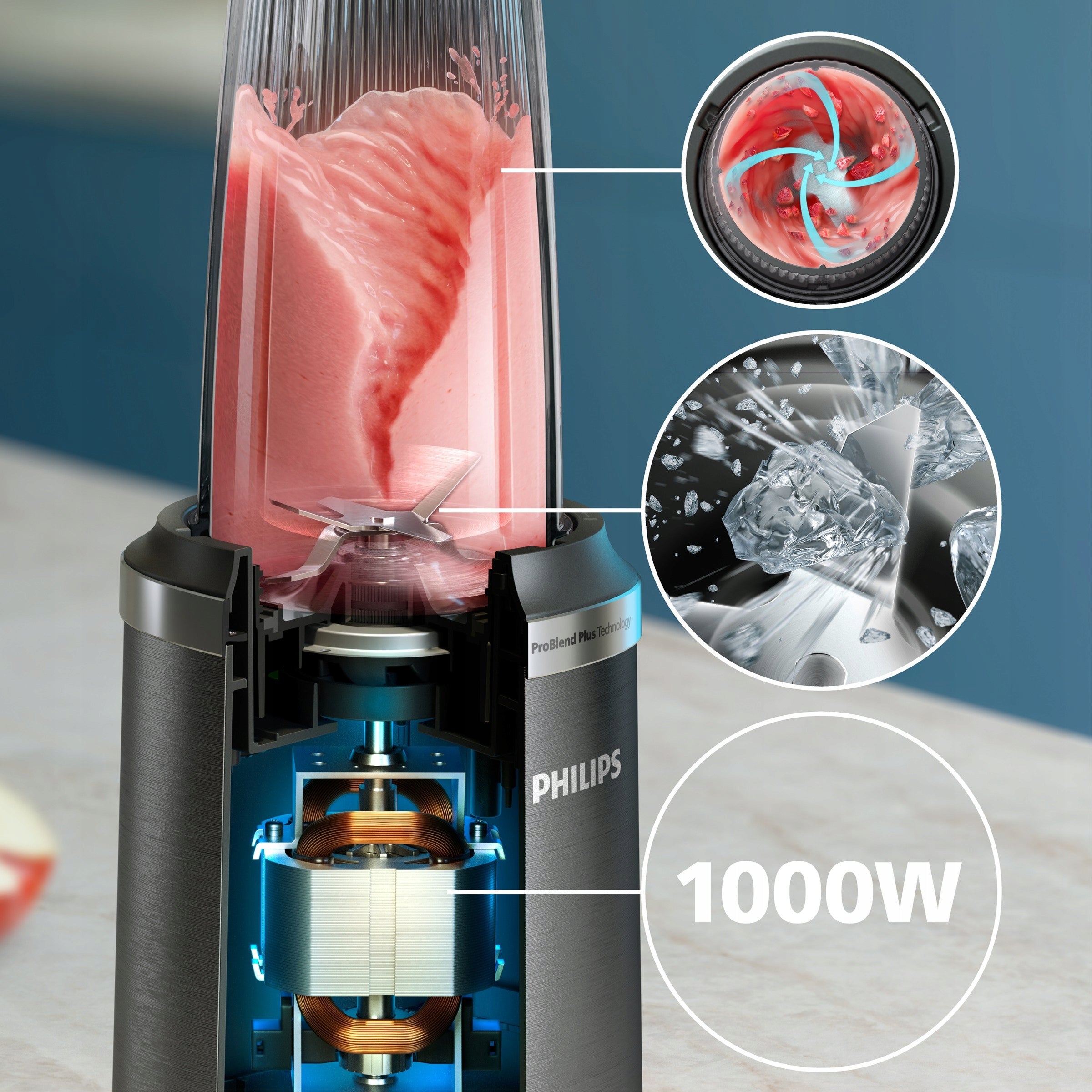 Cup Blender 1000W Series 5000 Philips ProBlend Plus HR2766/00 Brand Philips