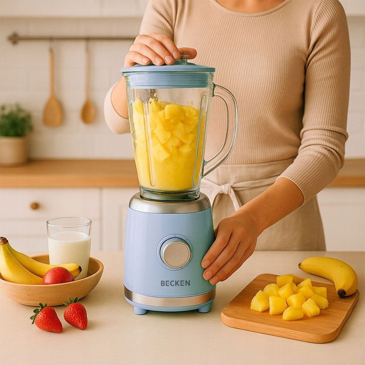 Cup Blender BECKEN 500 W 1,5L Glass Blue 5 Levels Crushing Manufacturer code BTB8768GR