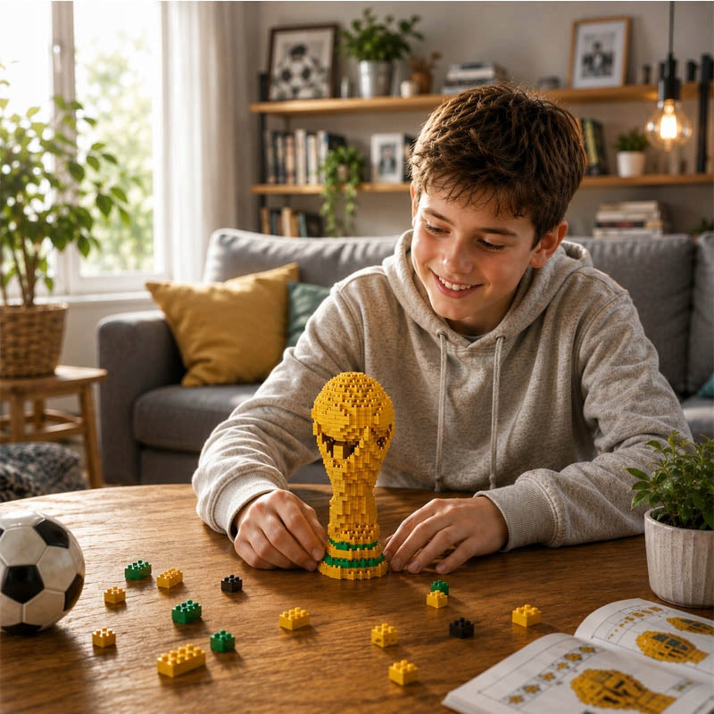 Cup + Stand Blocks Plastic Gift Gadget Ornament Football Packaging status original