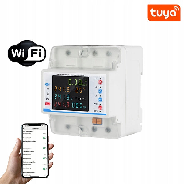 Current Meter 3 Phase Energy Consumption Meter For Rail DIN 100A TUYA WiFi