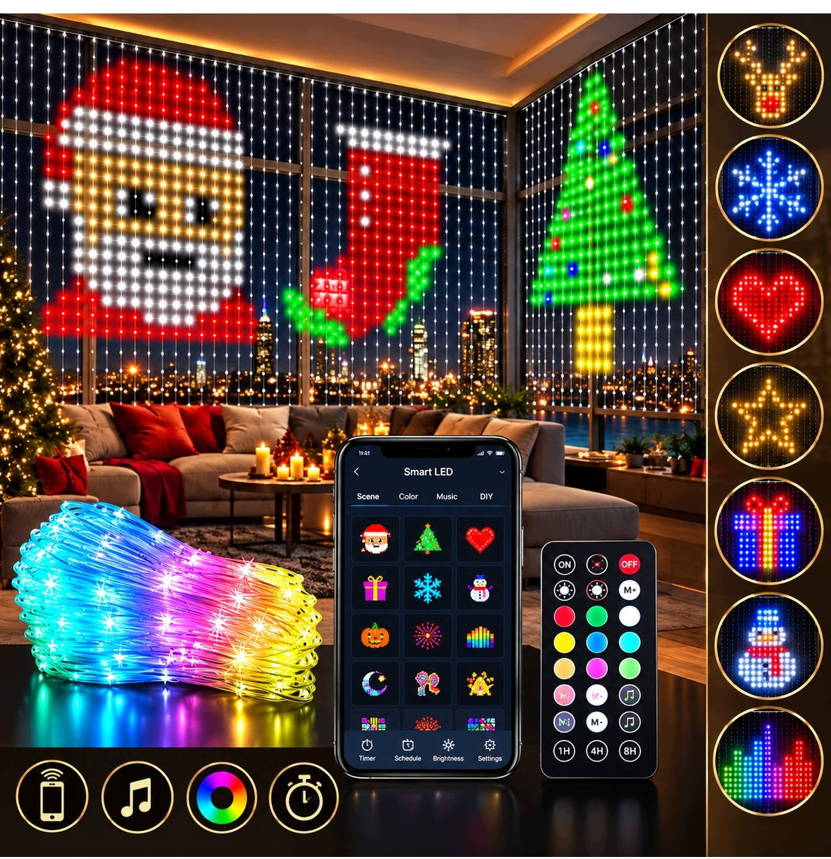 Curtain light curtain SMART LED 400 RGB LEDs 2x2m Application + Remote Control Manufacturer code KURTYNA ŚWIETLNA LED 400