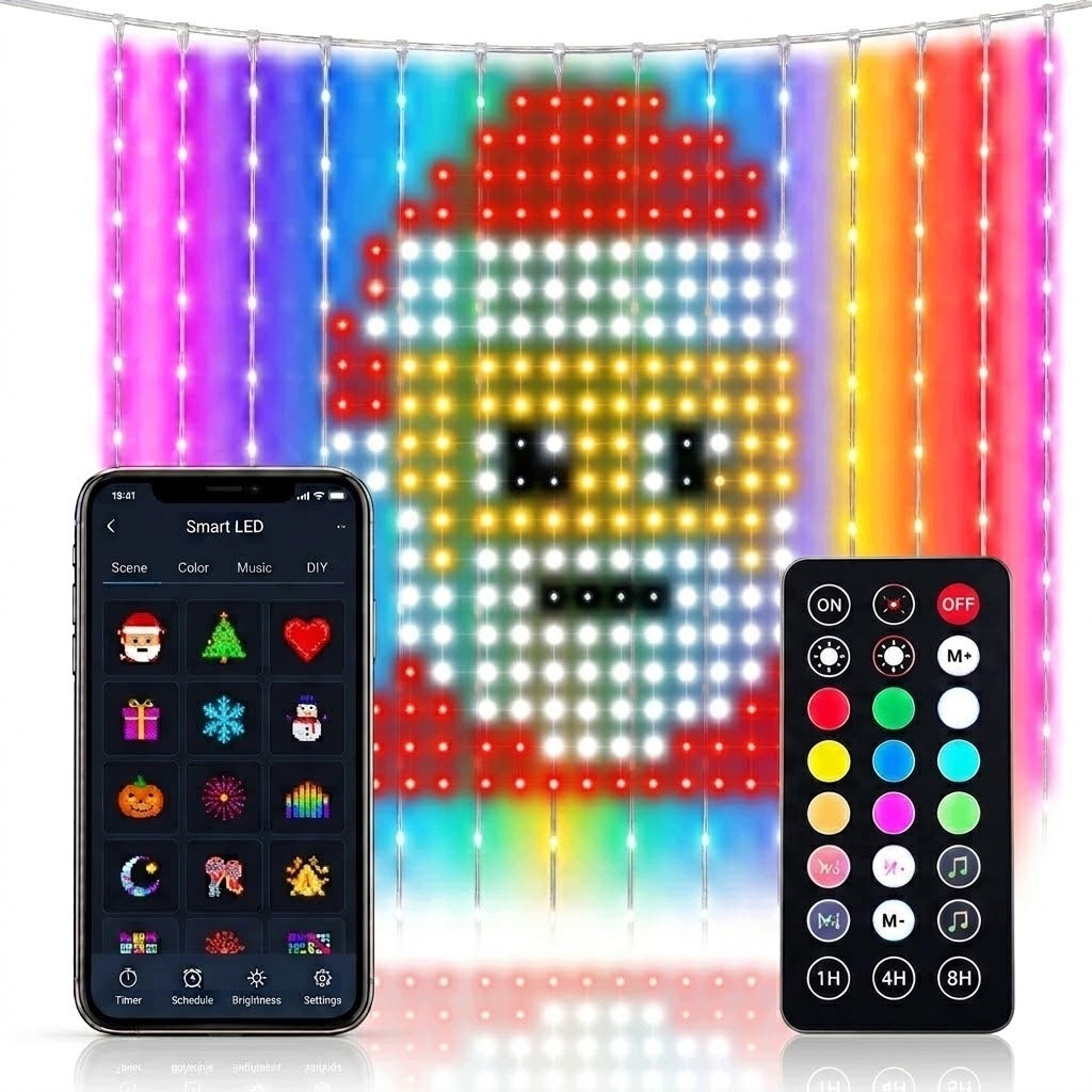Curtain light curtain SMART LED 400 RGB LEDs 2x2m Application + Remote Control