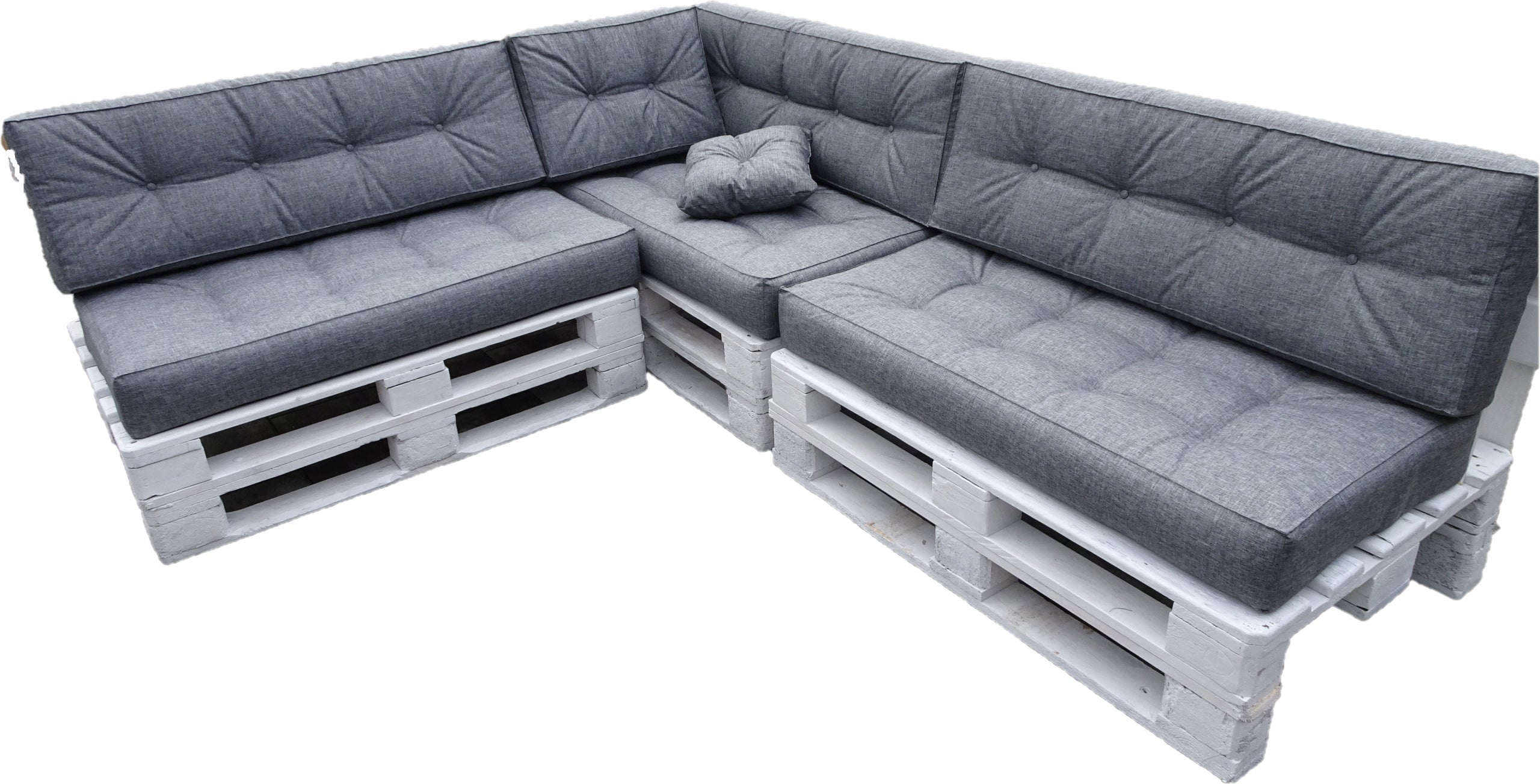 Cushions for three PALLETS set 8 pcs 120 X 60 grey STRAIGHT BACKREST
