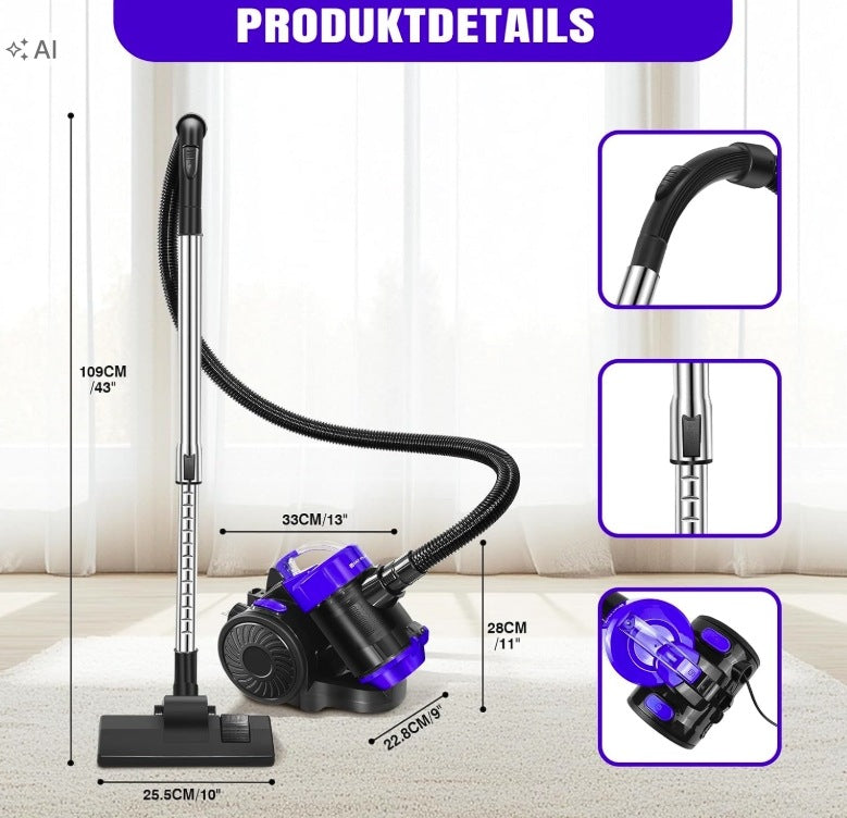Cyclone Bagless Vacuum Cleaner 1500W HEPA Container 1,5l HSHa Manufacturer code DayPlus