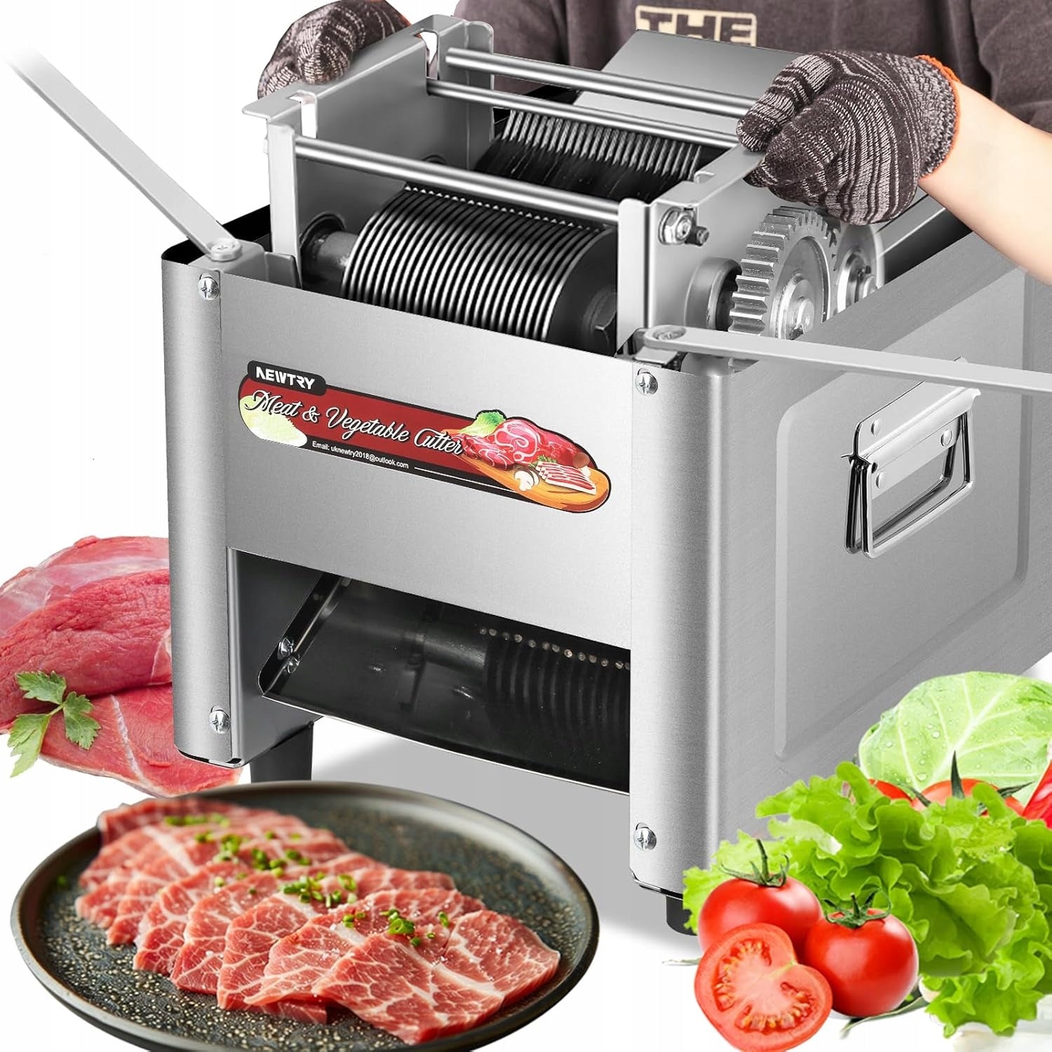 Cylindrical Slicer with Disk Knives 5mm For Meat Vegetables Striped Cube