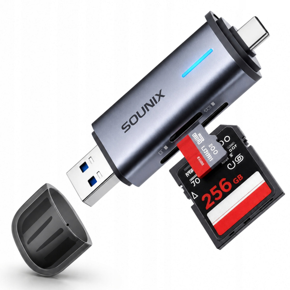 Czytnik Kart SD MicroSD USB 3.0 USB-C Adapter TF 5Gb/s do 2TB SOUNIX