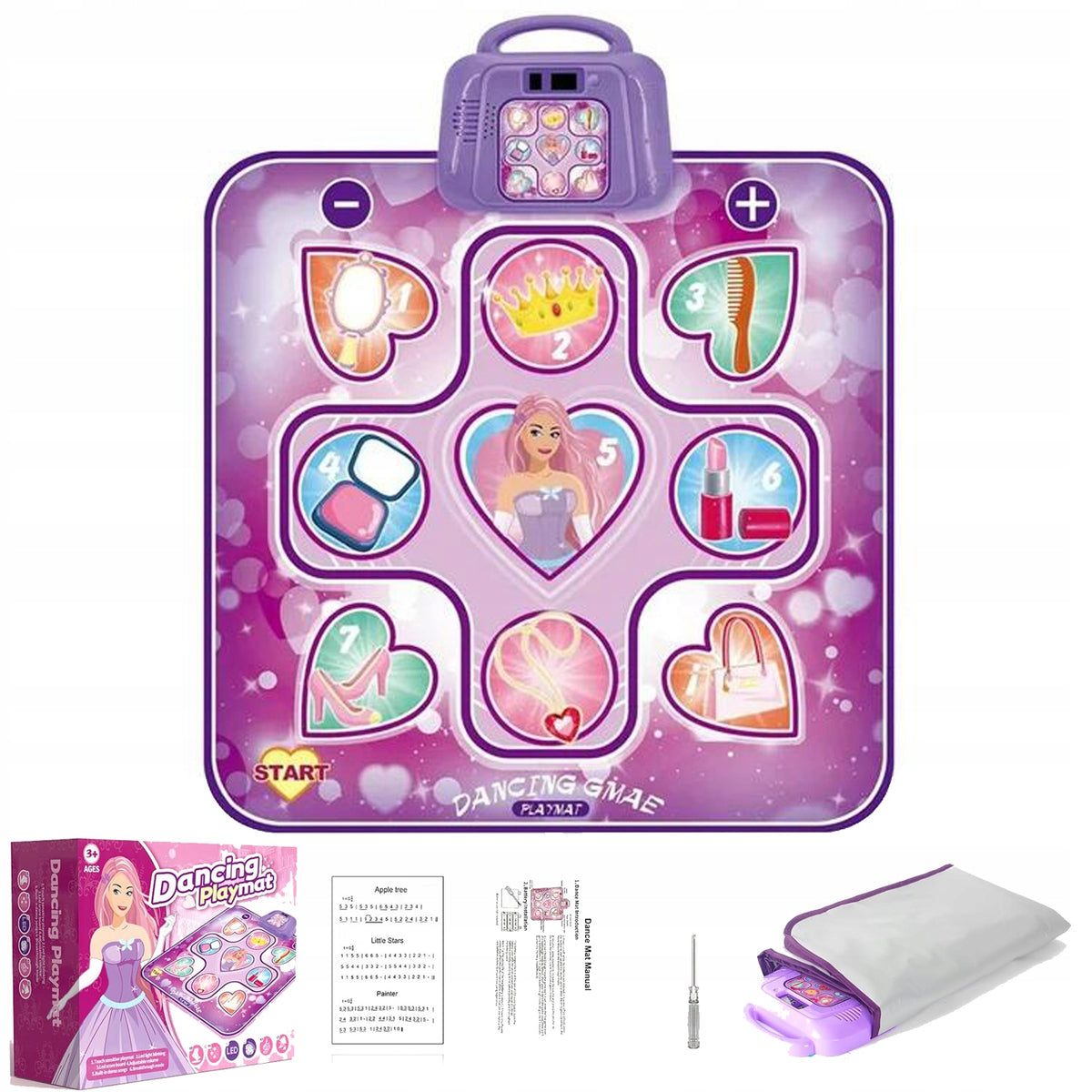 DANCE MAT FOR KIDS, DANCE PAD BUILT-IN MUSIC, GIFTS DANCE PAD FOR GIRLS 3-6