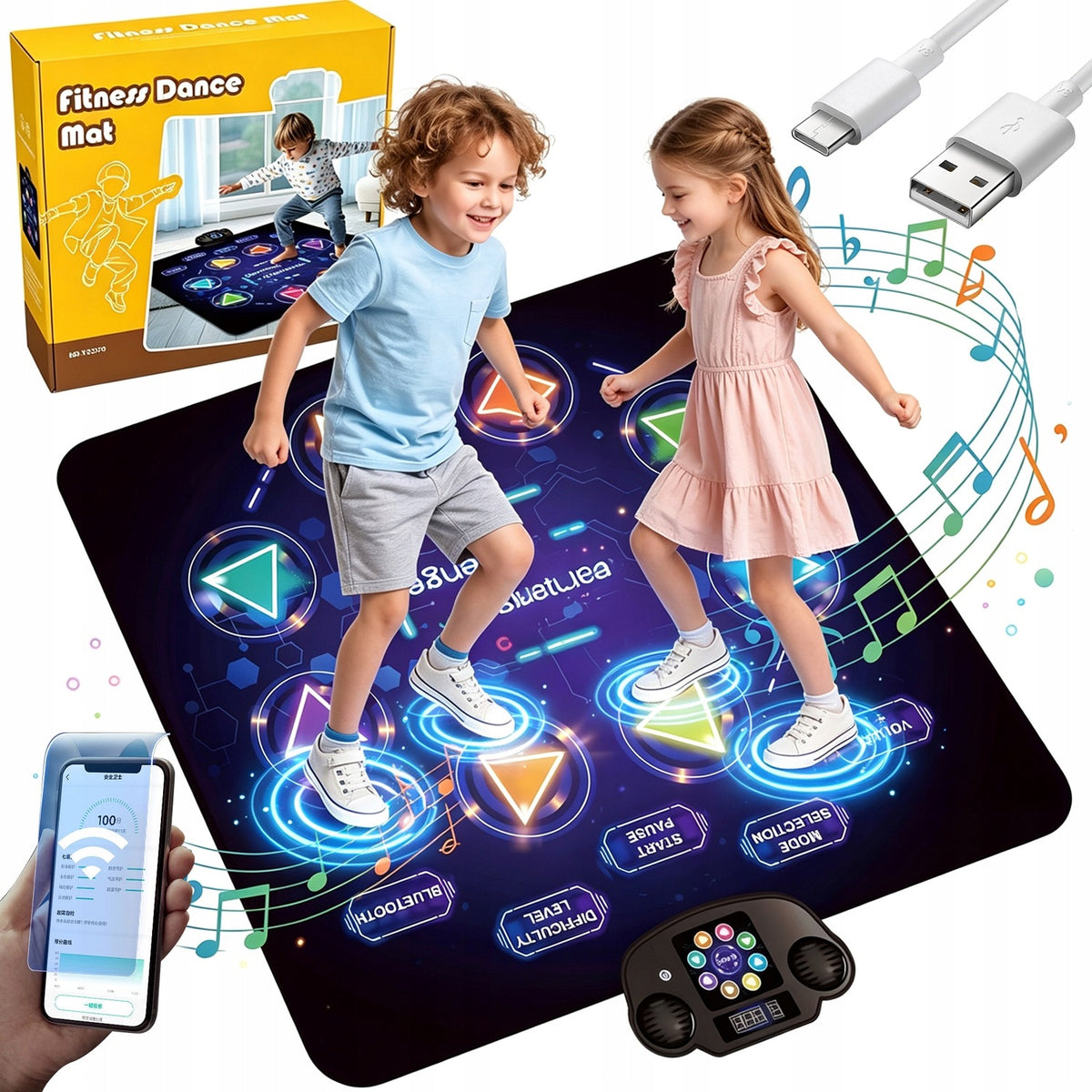 DANCE MAT WITH MUSIC 8 LED ARROWS + 8 CHALLENGES + 3 SPEEDS ALL