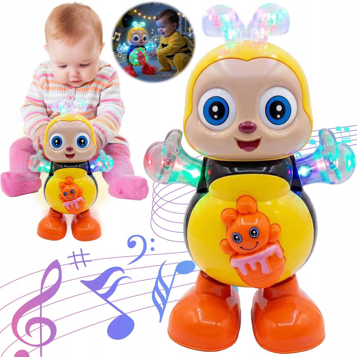 DANCING BEE WITH MUSIC AND LED LIGHTS FOR CHILDREN AGED 3-6 YEARS