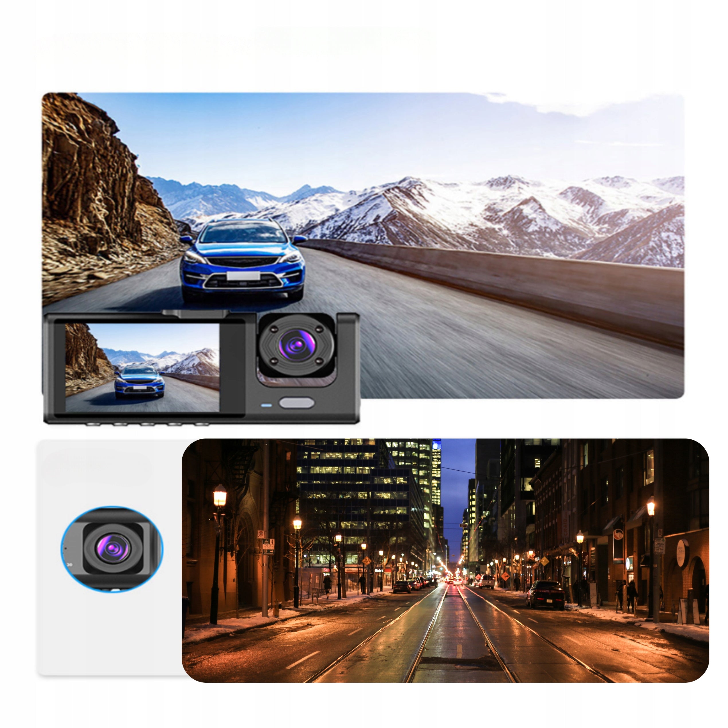 DASH CAM RECORDER KADY FULL HD 3 LENSES FOR TAXI UBER BOLT Model KADY X3 3 KAMERY