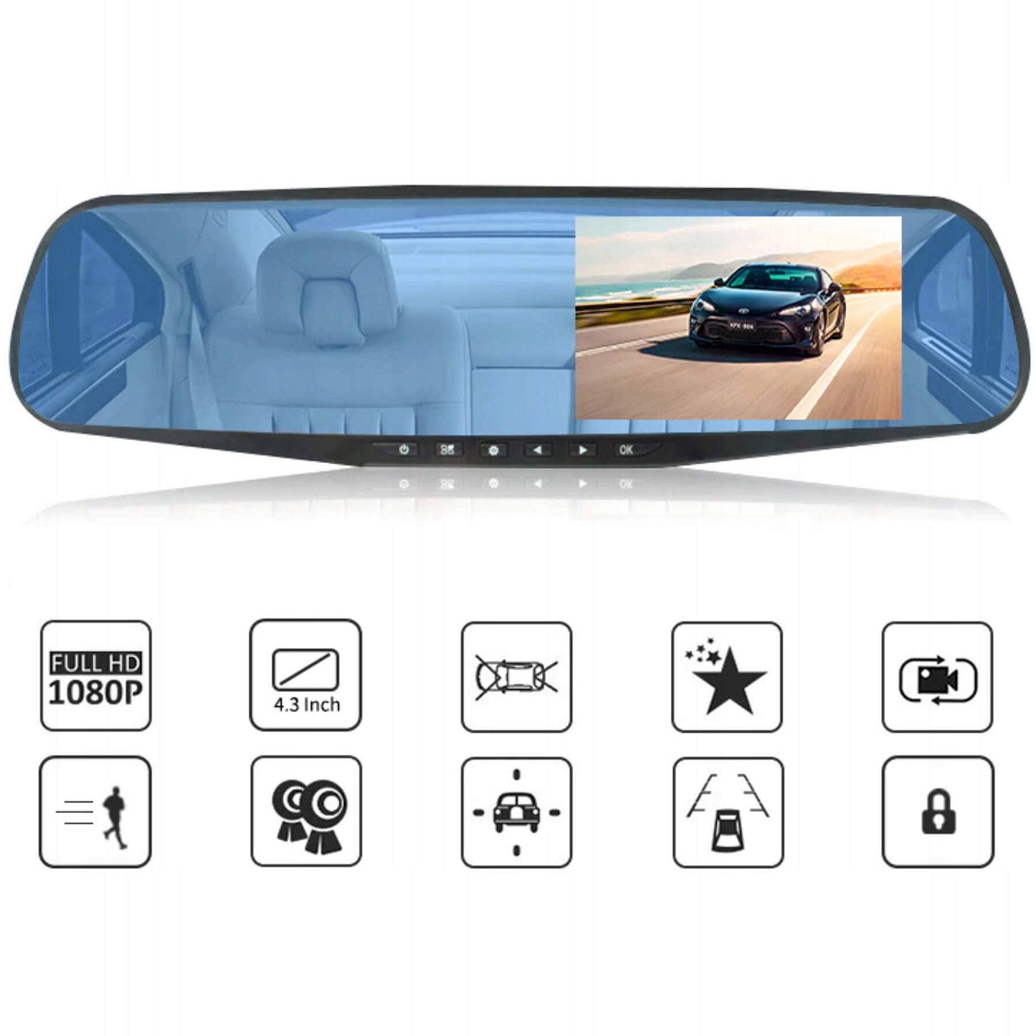 DASH CAM VIDEO RECORDER IN MIRROR DRIVING RECORDER FRONT 32GB Manufacturer code M011-1