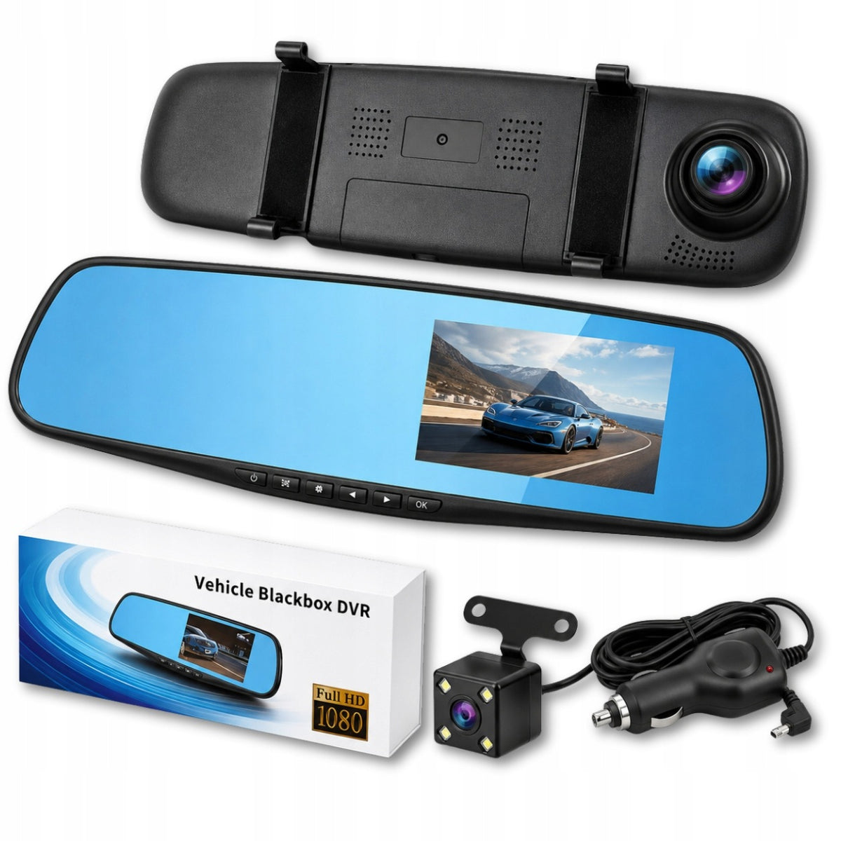 DASH CAM VIDEO RECORDER MIRROR FULL HD RECORDER FRONT REAR