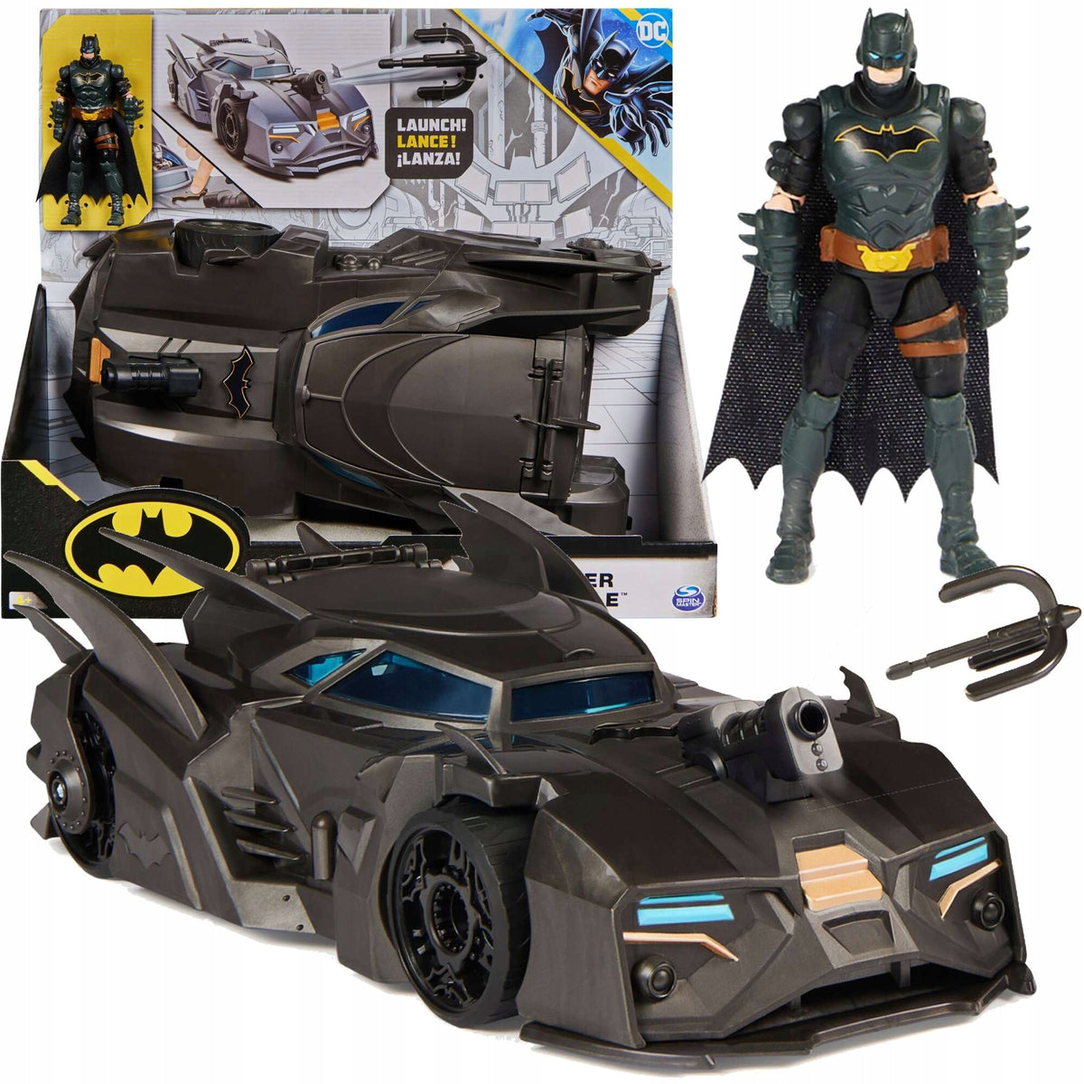 DC COMICS FIGURINE BATMAN DOLL SET 10 CM + BATMOBILE ACCESSORIES 4+