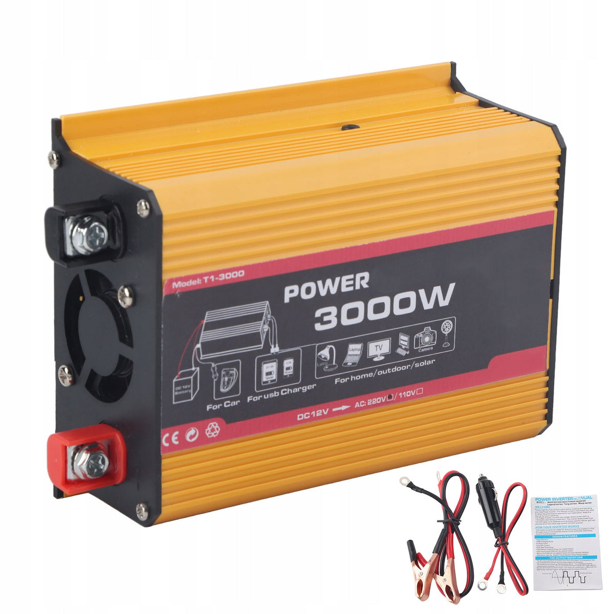 DC12V-AC220V CAR INVERTER 3000W USB PROTECTION