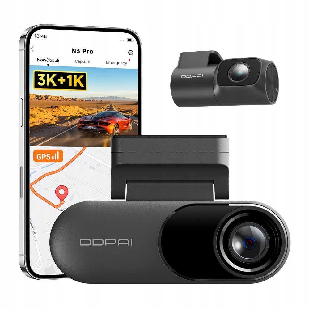 DDPAI CAR CAMERA N3 Pro VIDEO RECORDER 3K + REAR GPS ADAS WIFI