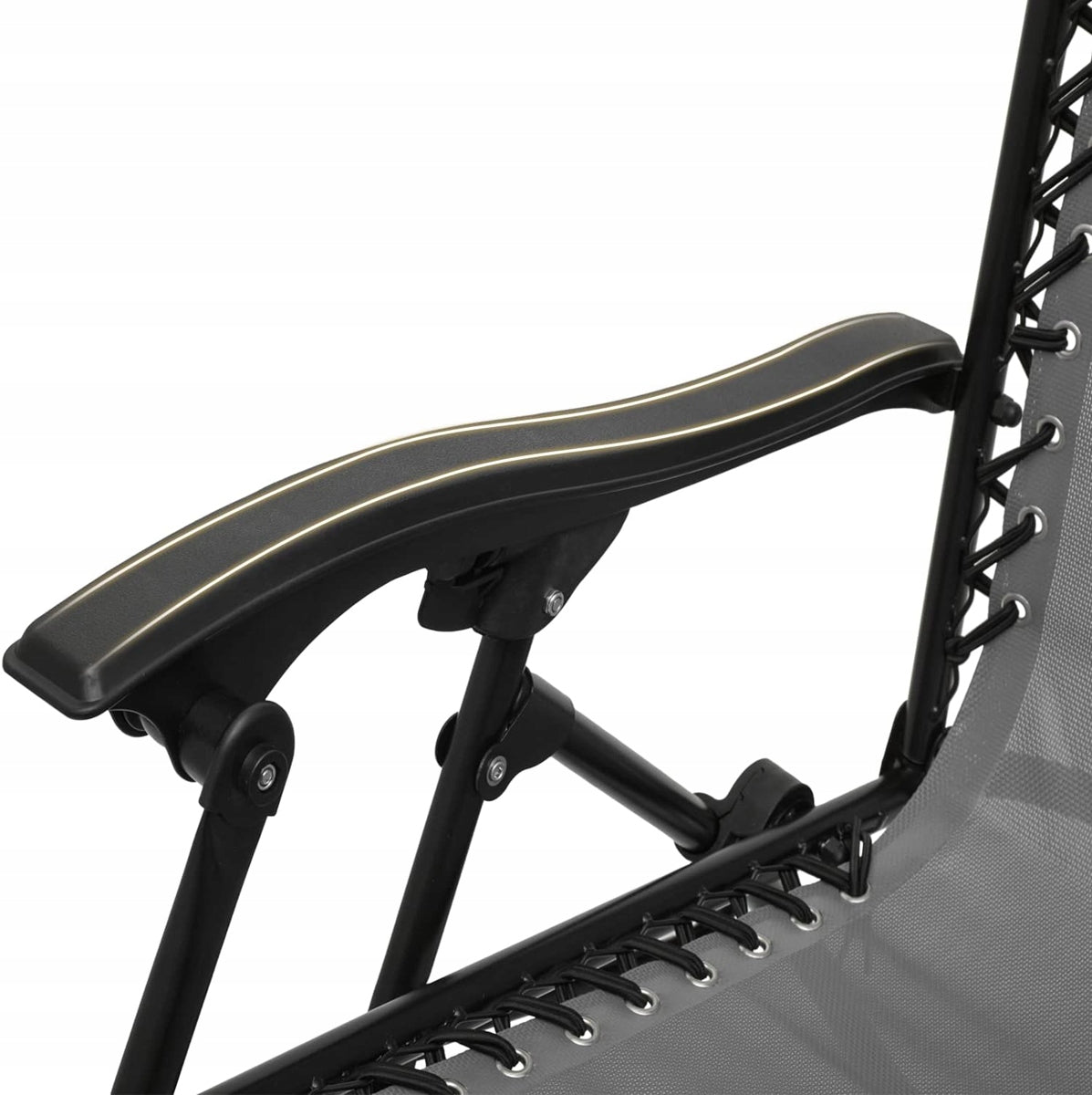 DECKCHAIR ZERO GRAVITY Folding Grey + SHELF Adjustable Comfort XXL Model Leżak Zero Gravity Czarny + Półka