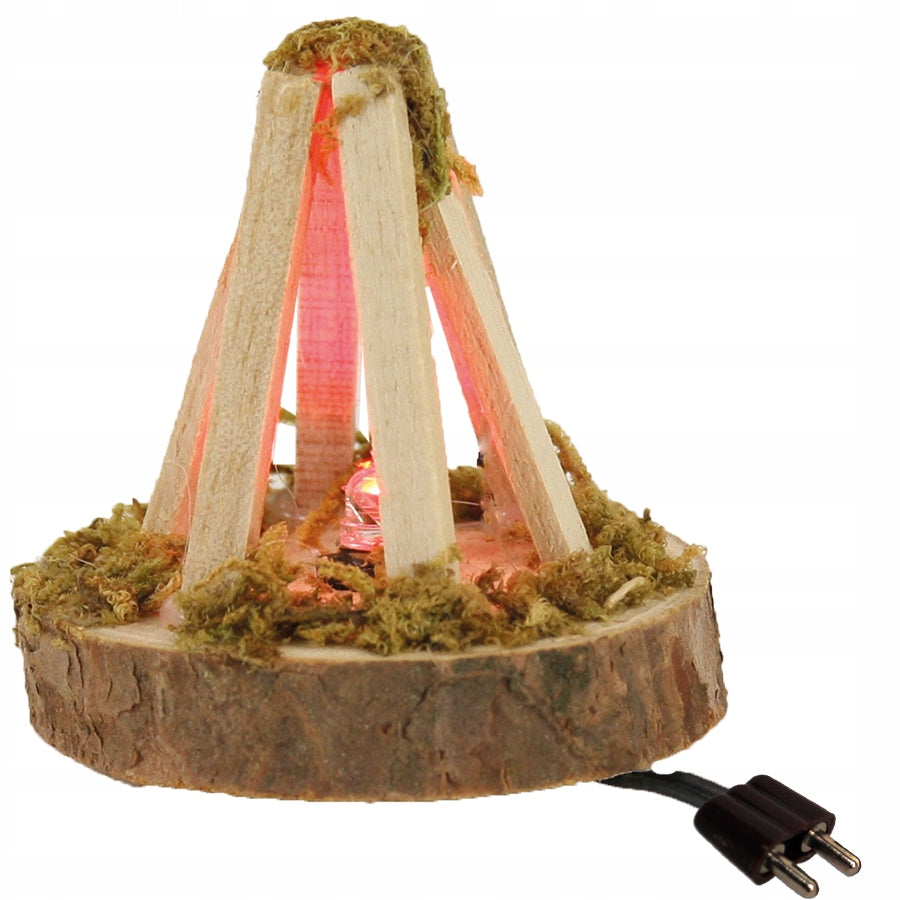 DECORATION NATIVITY SCENE FIREPLACE WITH RED LED BULB HEIGHT 5CM FOR FIGURES 7-11CM