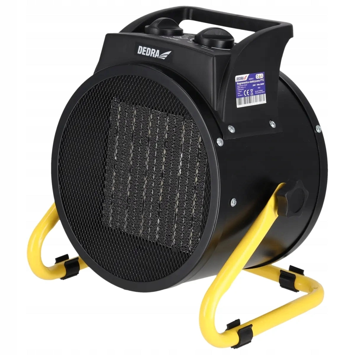 DEDRA DED9931C Electric Heater PTC 3.0kW Round Black Rack