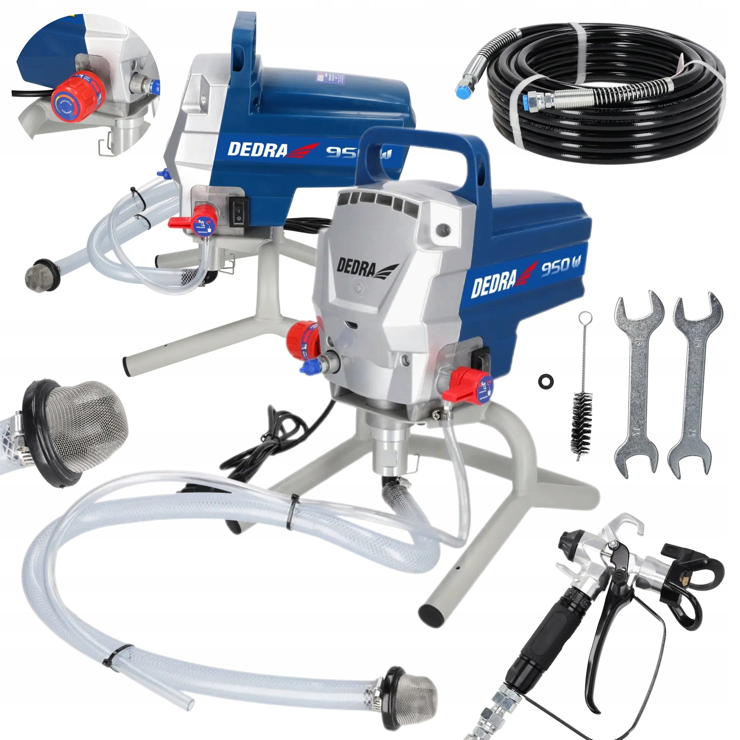 DEDRA HYDRODYNAMIC PAINT SPRAYER 950W 250BAR 2,1L/MIN HOSE 15M SET