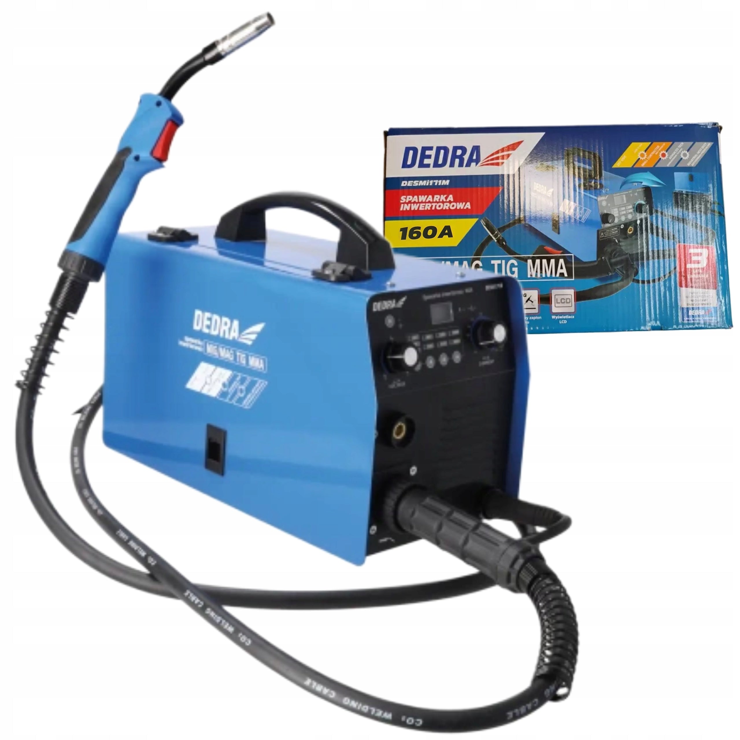 DEDRA INVERTER WELDING MACHINE 160A IGBT MIG/MAG WITH TIG MMA DESMI171M FUNCTION Power consumption 3.7 kVA