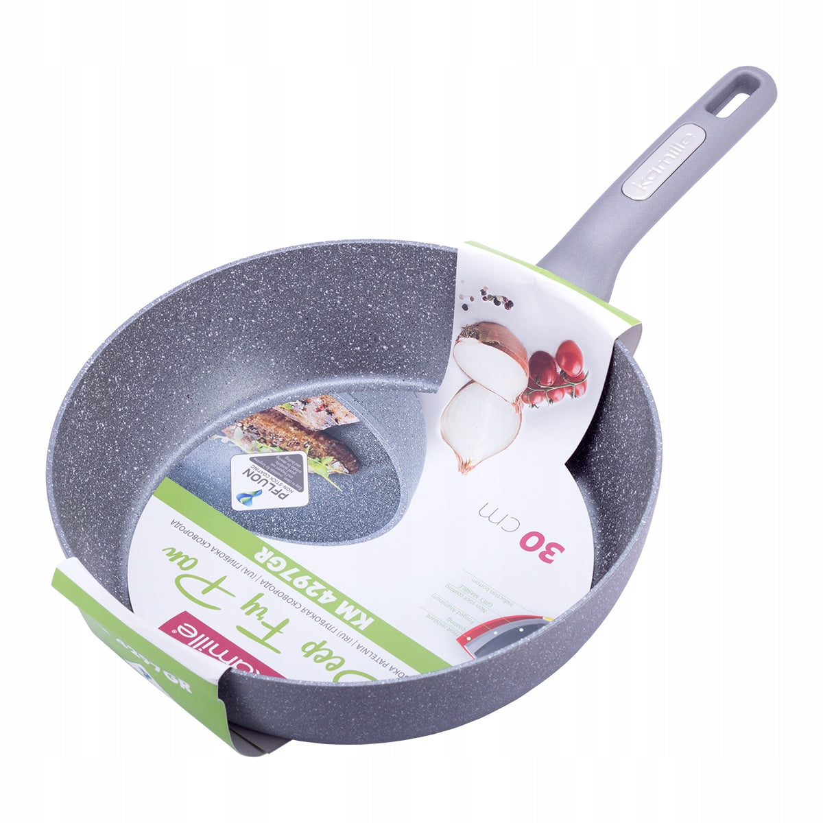DEEP FRYING PAN 30CM WITH GRANITE COATING INDUCTION GAS