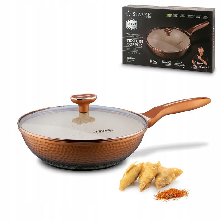 DEEP PAN INDUCTION WITH LID pan WOK non stick 28cm Texture