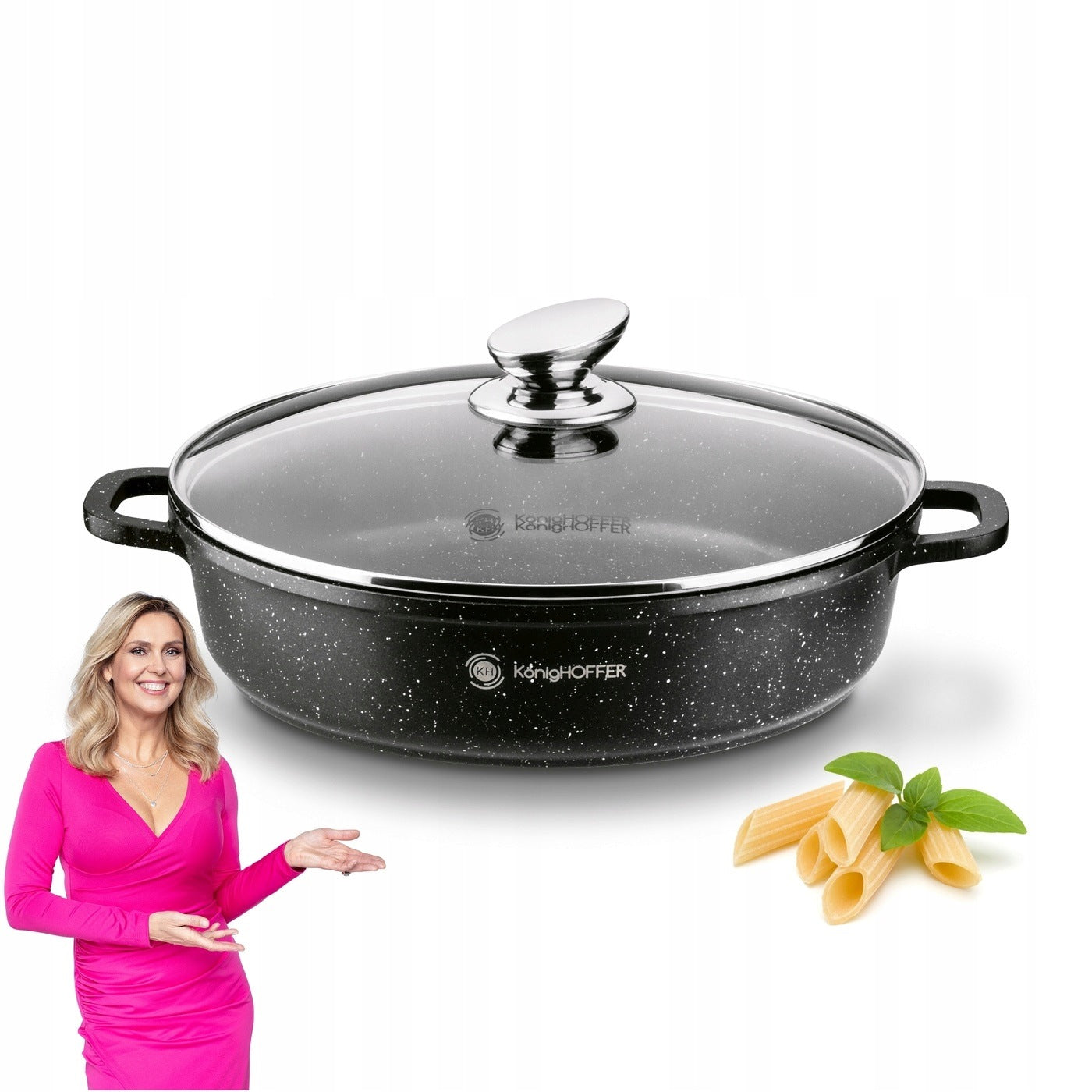 DEEP PAN Induction Short Handles Konighoffer Pollo Black 28x7 cm