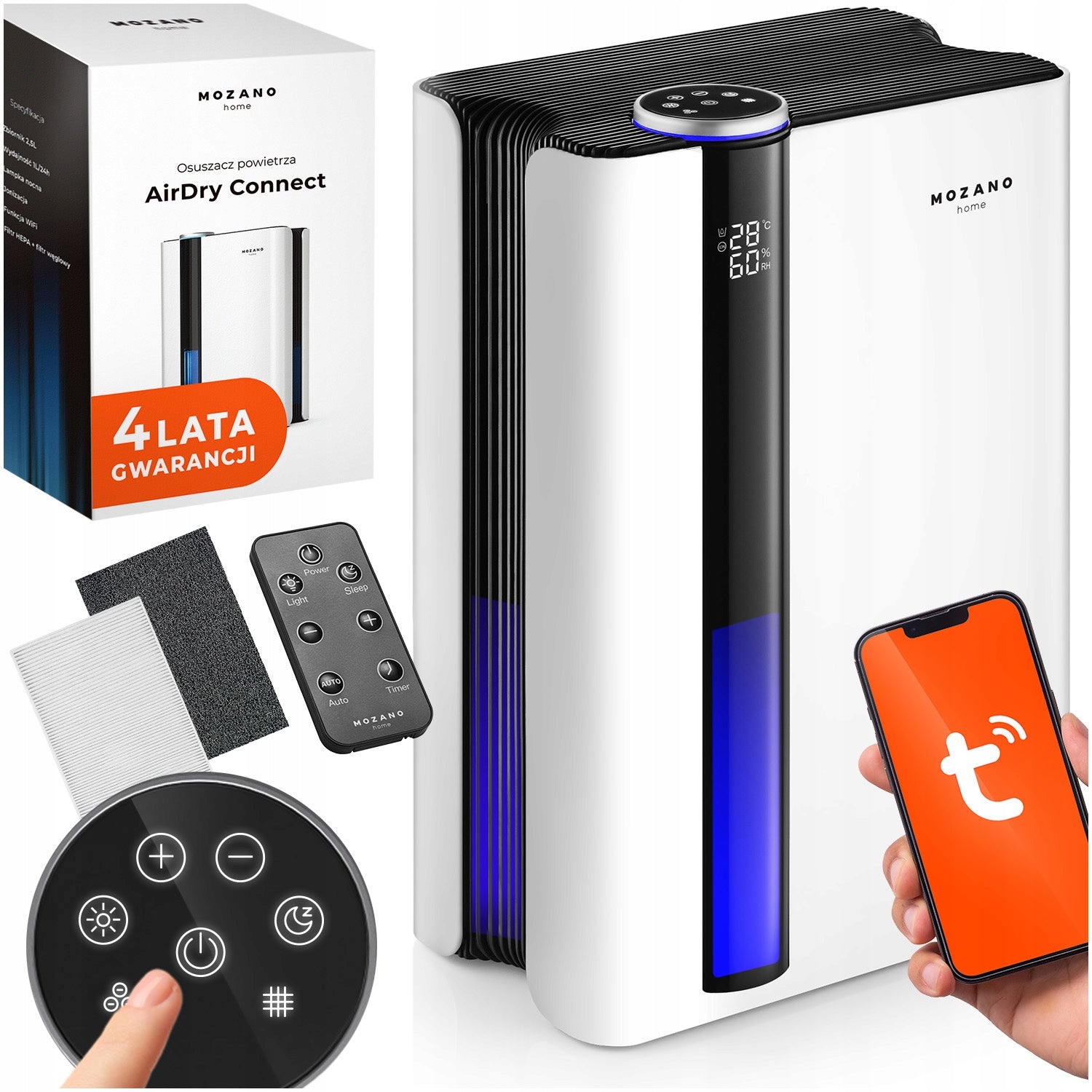 DEHUMIDIFIER MOISTURE ABSORBER 2 FILTERS PURIFIER 2,5L WIFI 60W