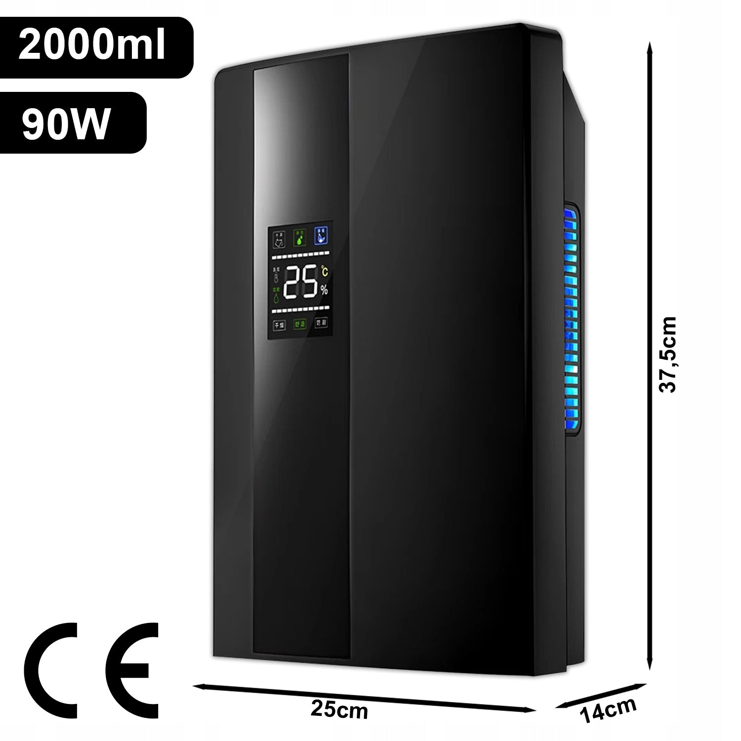 DEHUMIDIFIER MOISTURE ABSORBER 2L TIMER QUIET EFFICIENT 650ML/24H 90W Model D1078