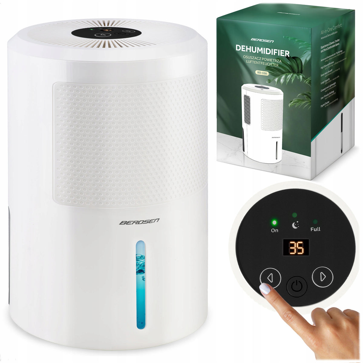 DEHUMIDIFIER MOISTURE ABSORBER 60W QUIET 34dB TIMER LED Berdsen