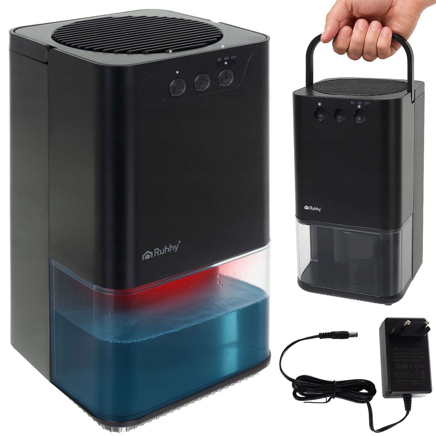 DEHUMIDIFIER MOISTURE ABSORBER SILENT LED BACKLIGHT + TIMER 1,4L