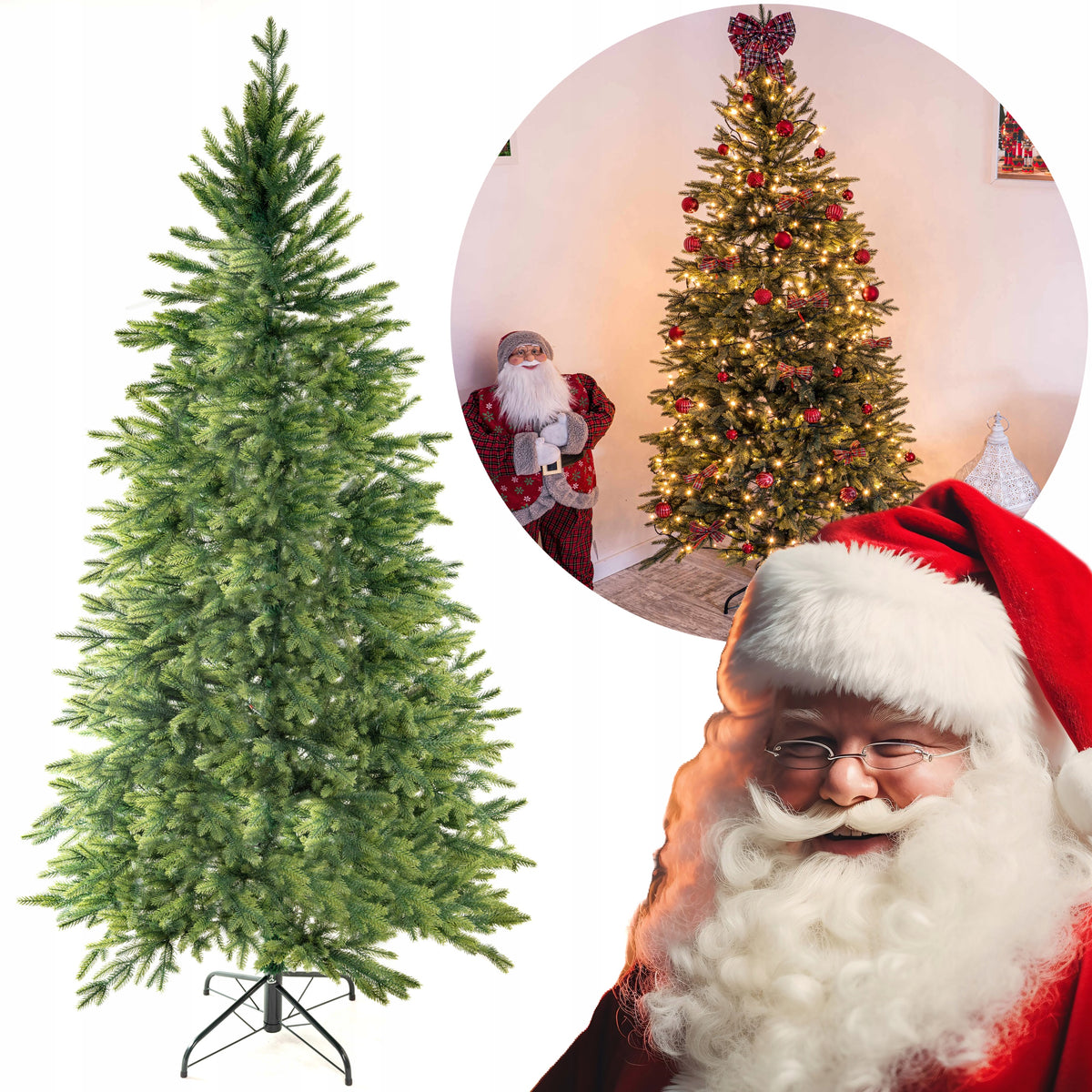 DENSE Christmas Tree 220cm 100% PE LIKE LIVE Effect of Young Shoots