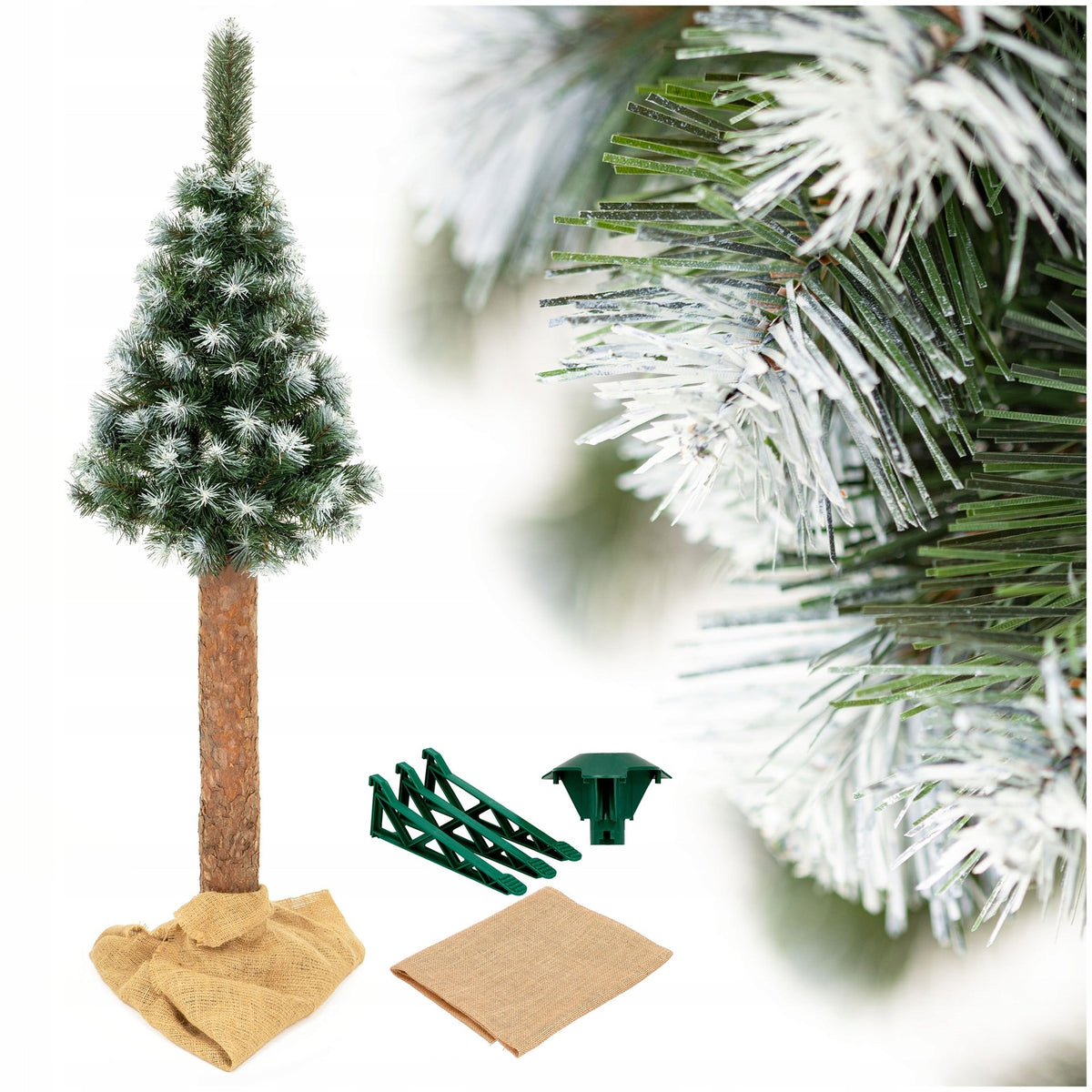 DENSE DIAMOND CHRISTMAS TREE ON TRUNK ARTIFICIAL NATURAL snow-covered 140cm FREEBIE