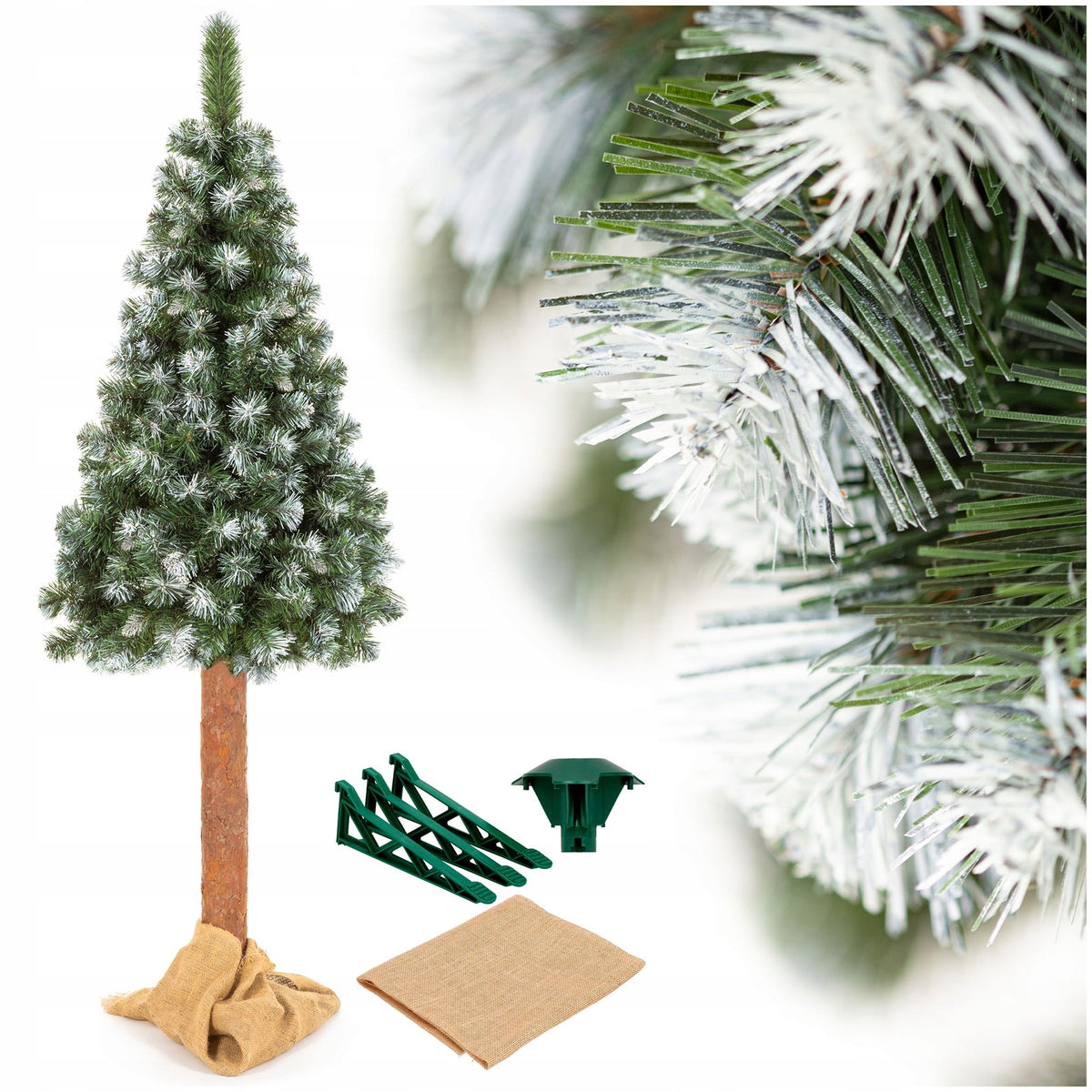 DENSE DIAMOND CHRISTMAS TREE ON TRUNK ARTIFICIAL NATURAL snow-covered 160cm FREEBIE