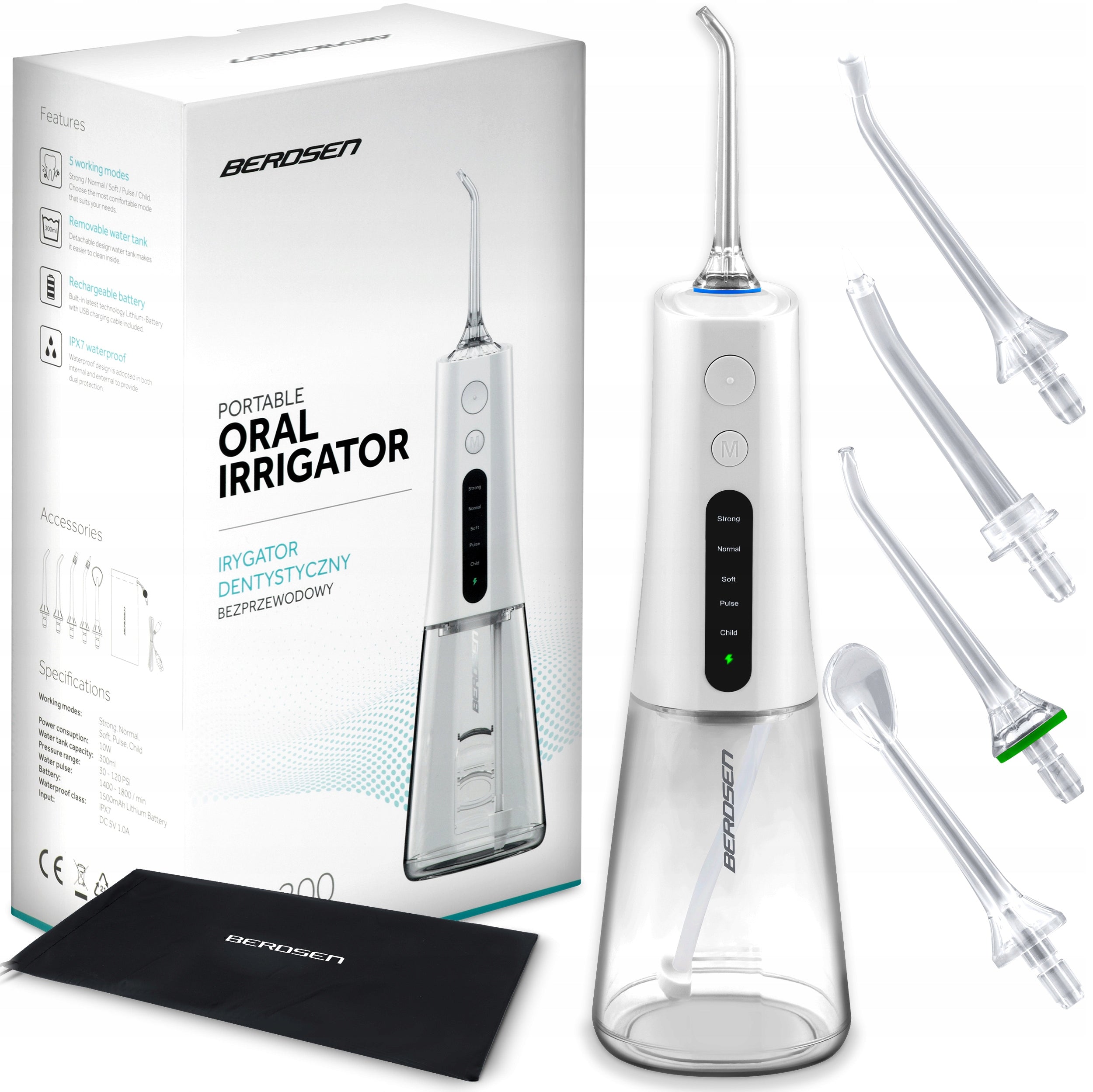 DENTAL IRRIGATOR FOR TEETH WIRELESS 5 Modes 5 Tips