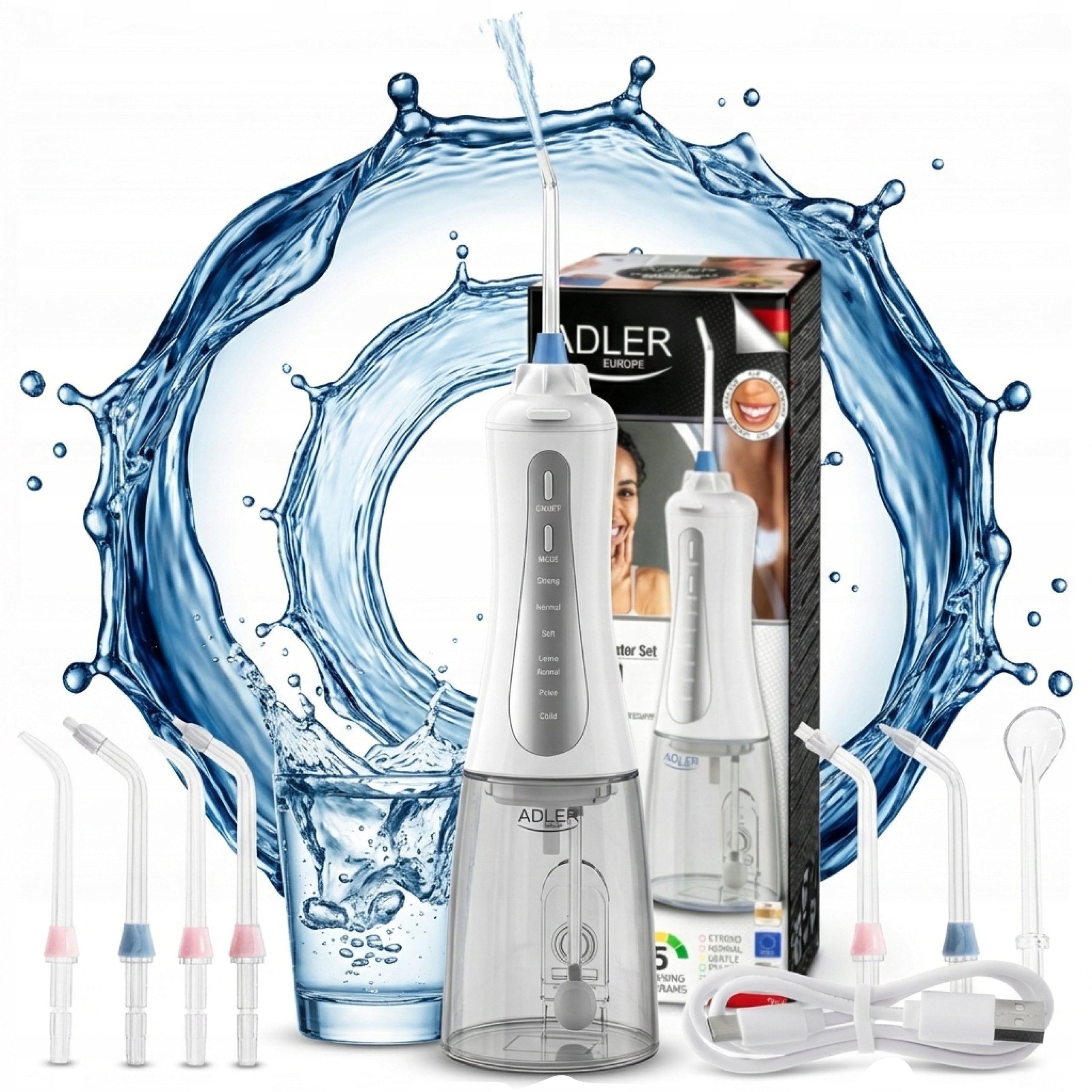 DENTAL IRRIGATOR WIRELESS 5 MODES 10el 10 BAR 2 PEOPLE Color white