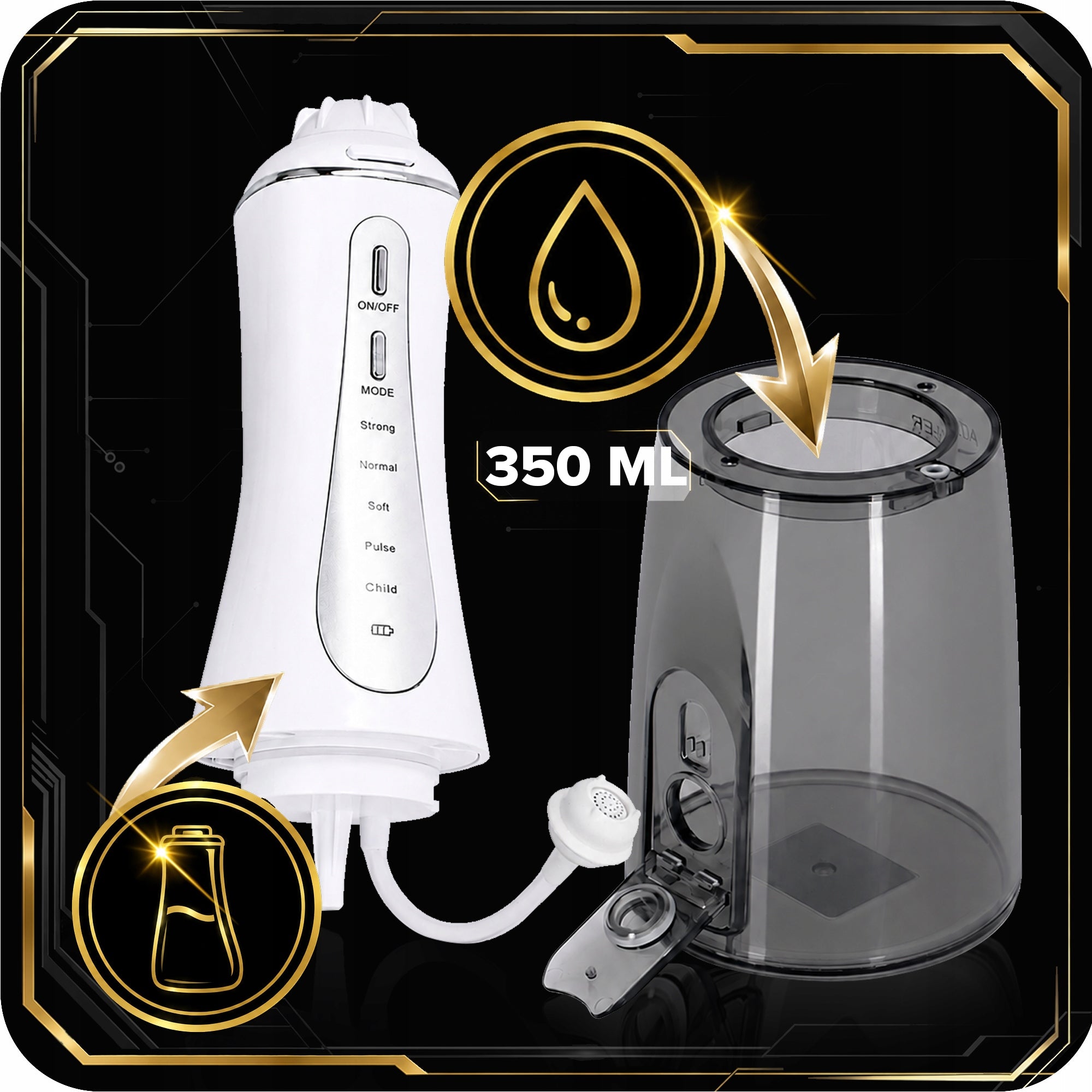 DENTAL IRRIGATOR WIRELESS 5 MODES 10el 10 BAR 2 PEOPLE Manufacturer code IRYGATOR DO ZĘBÓW ADLER HIGIENA JAMY USTNEJ