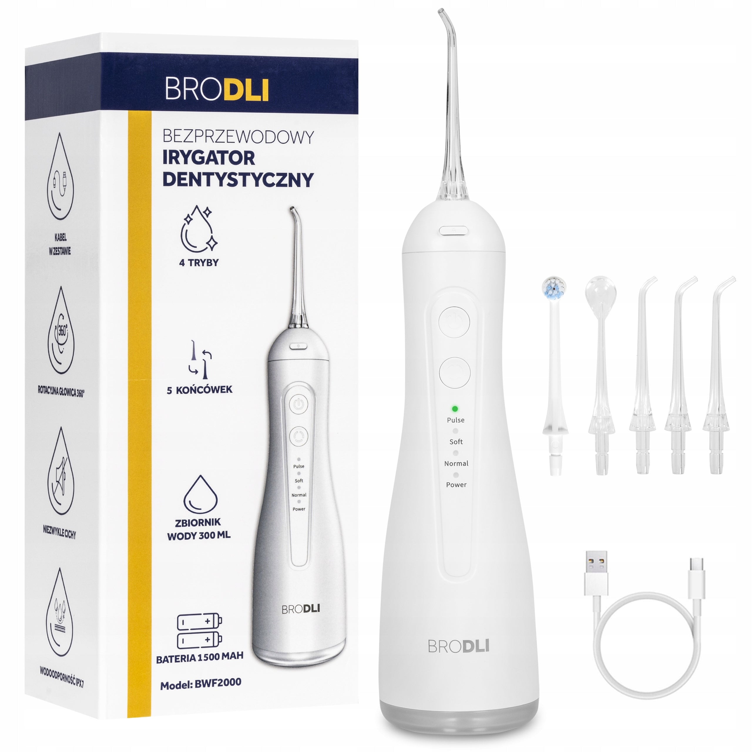 DENTAL IRRIGATOR WIRELESS 9 MODES CASE 5 TIPS