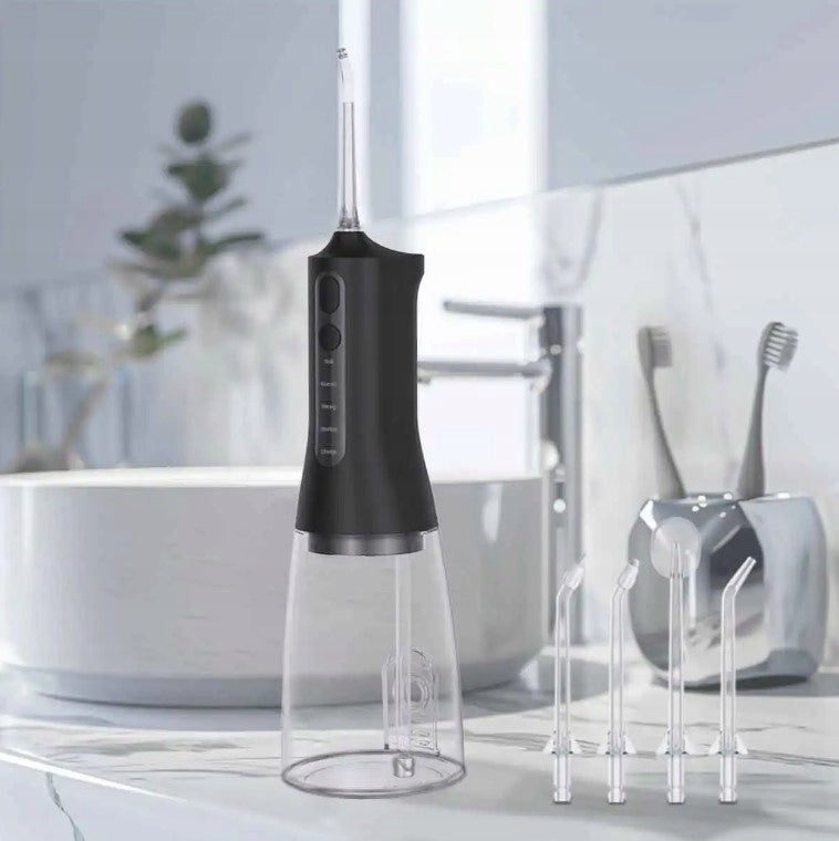 DENTAL WATER IRRIGATOR 4 TIPS SARMOCARE DIFFERENT MODES BLACK Packaging status original