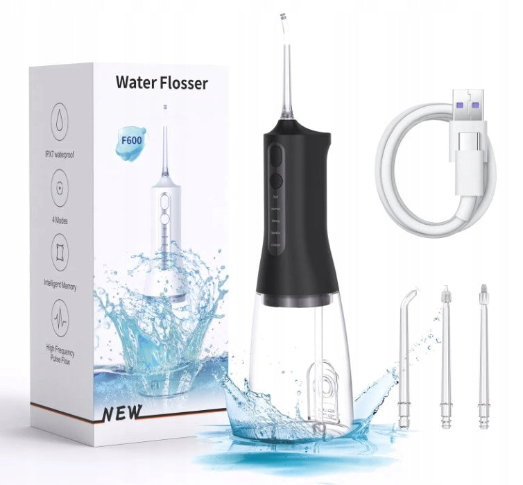 DENTAL WATER IRRIGATOR 4 TIPS SARMOCARE DIFFERENT MODES BLACK