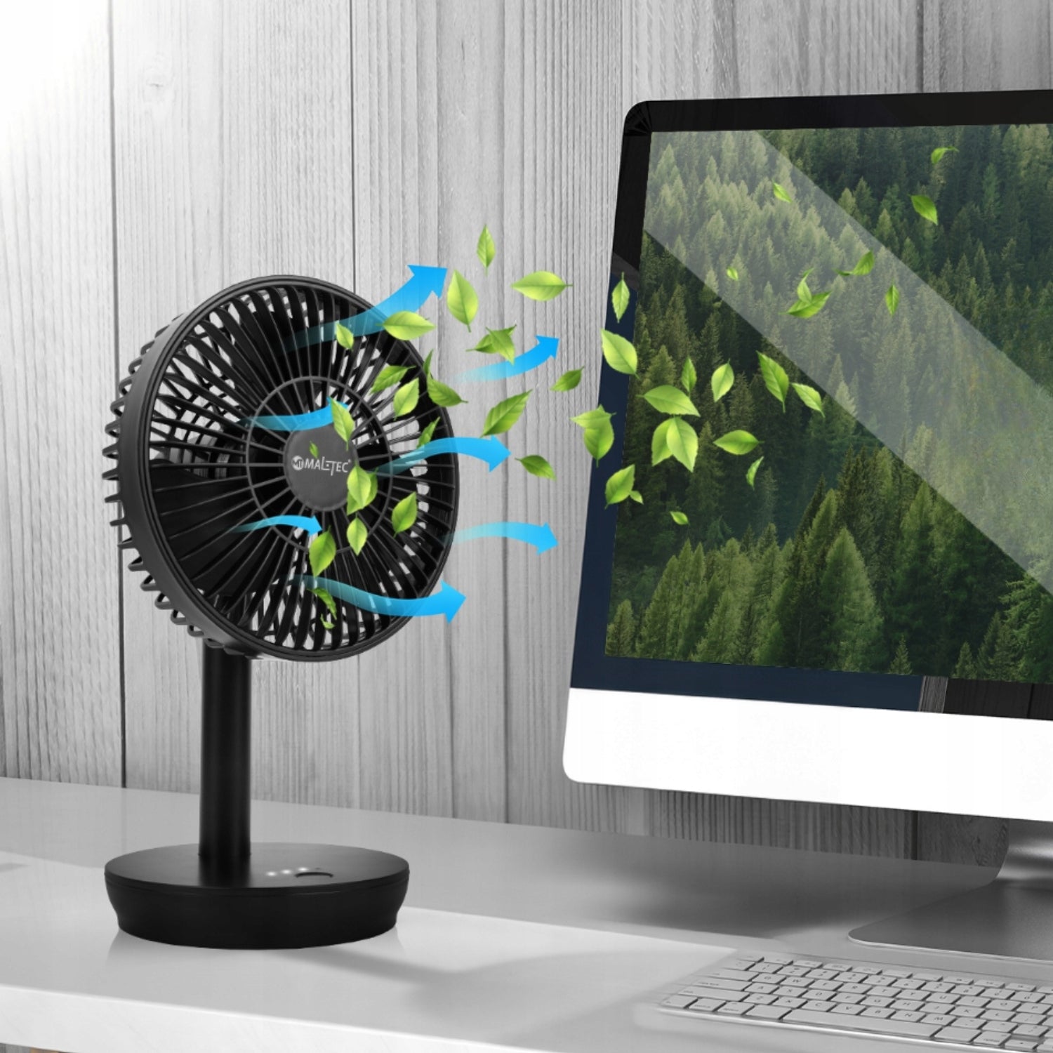 DESK FAN WIRELESS FAN STANDING BATTERY 4000MAH USB QUIET Dominant color black