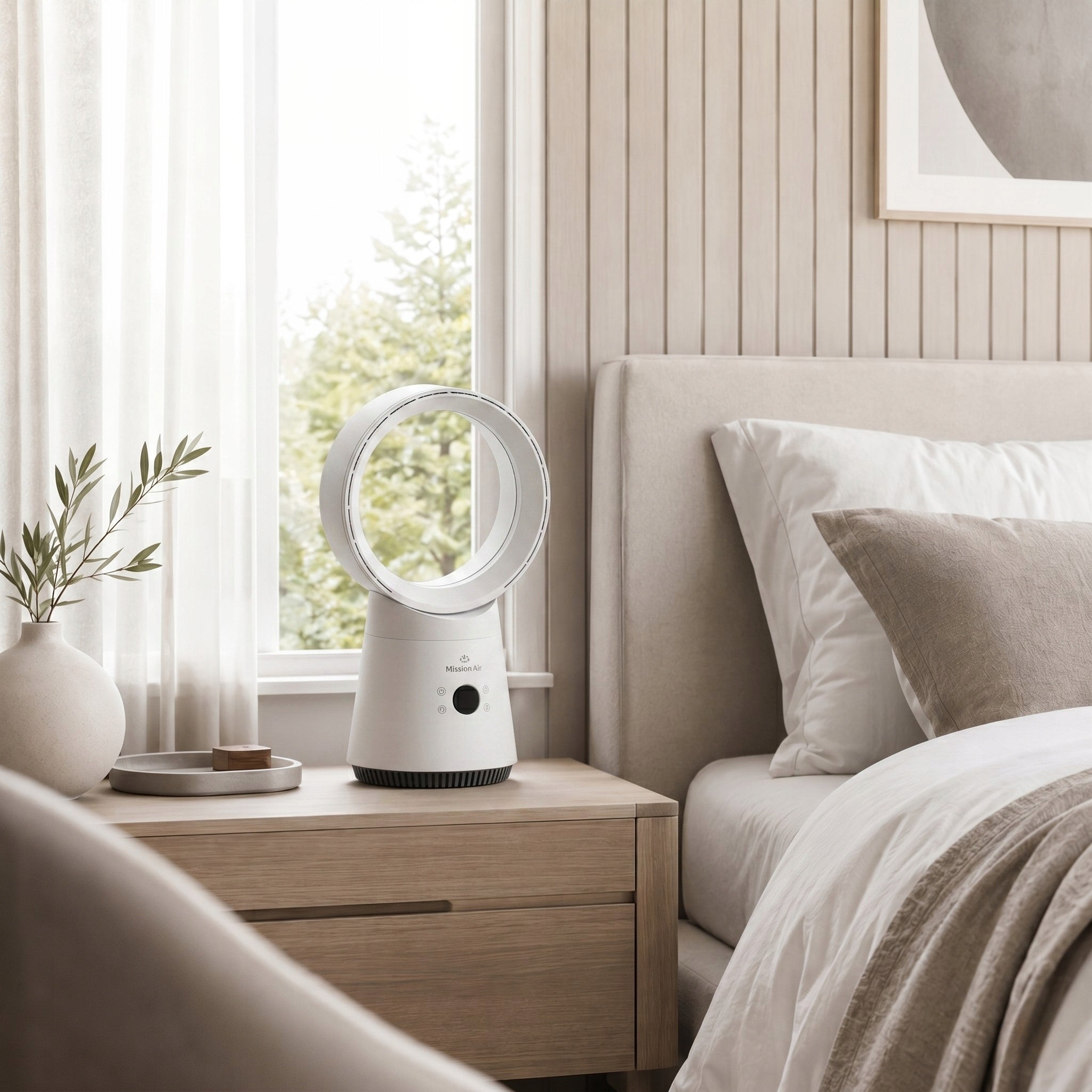 DESK FAN small fan QUIET circulator bladeless oscillation Manufacturer code Wentylator podłogowy MissionAir Zephyr White