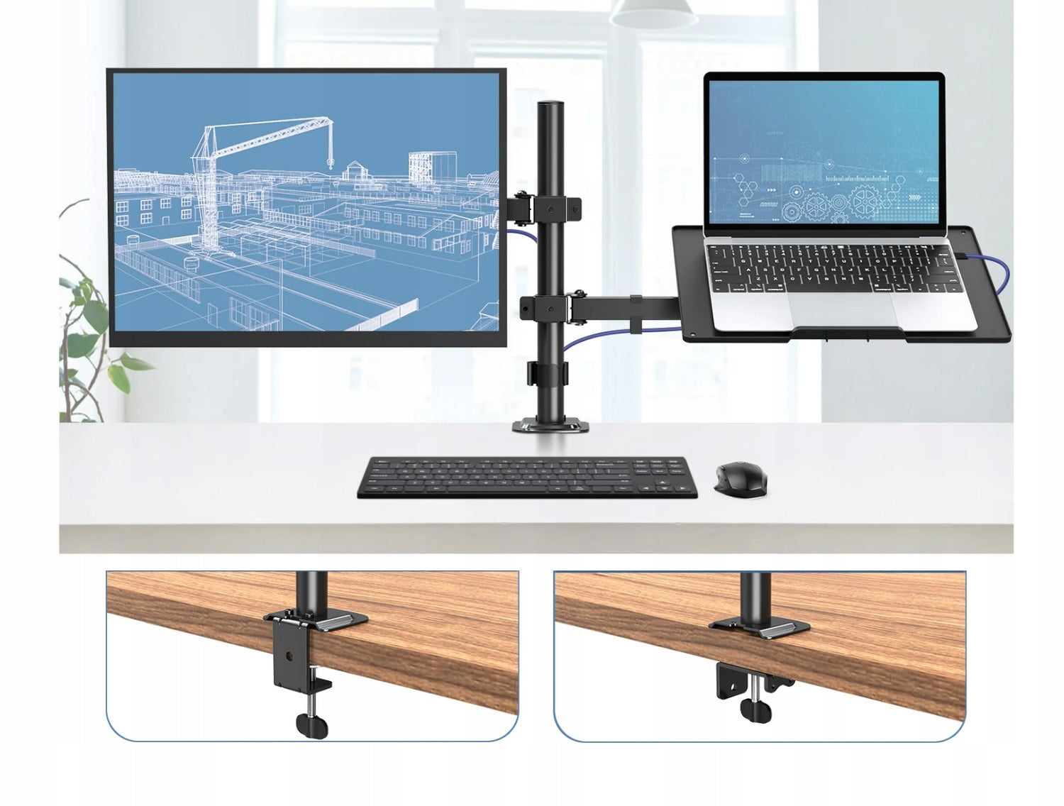 DESK MOUNT FOR MONITOR AND LAPTOP ADJUSTABLE 13-32'' Manufacturer code TRD-BLK-2ST-13"-32"