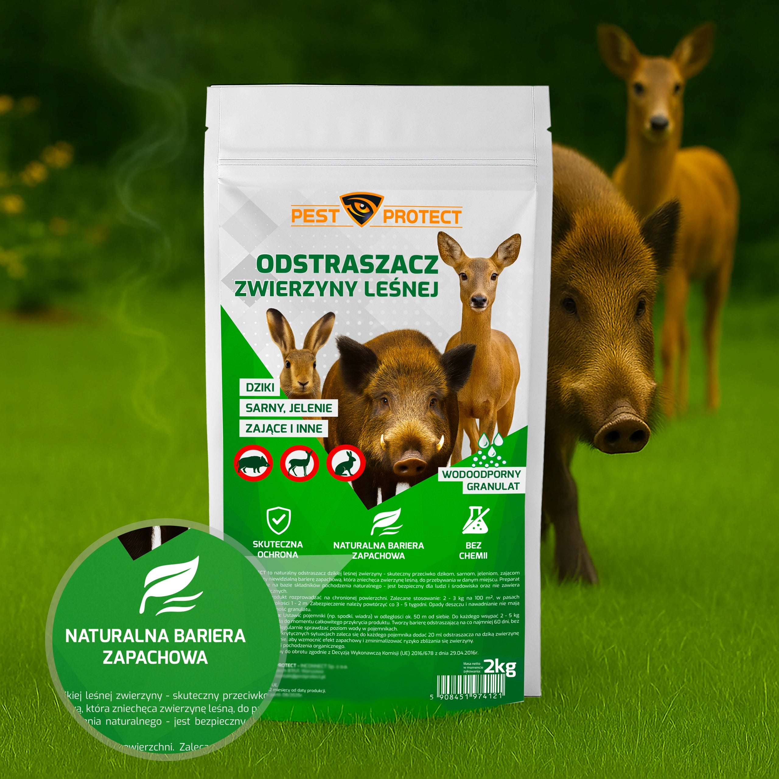 DETERRENT REMEDY FOR WILD BOAR DEER HARE NATURAL GRANULES 2KG Brand PEST PROTECT
