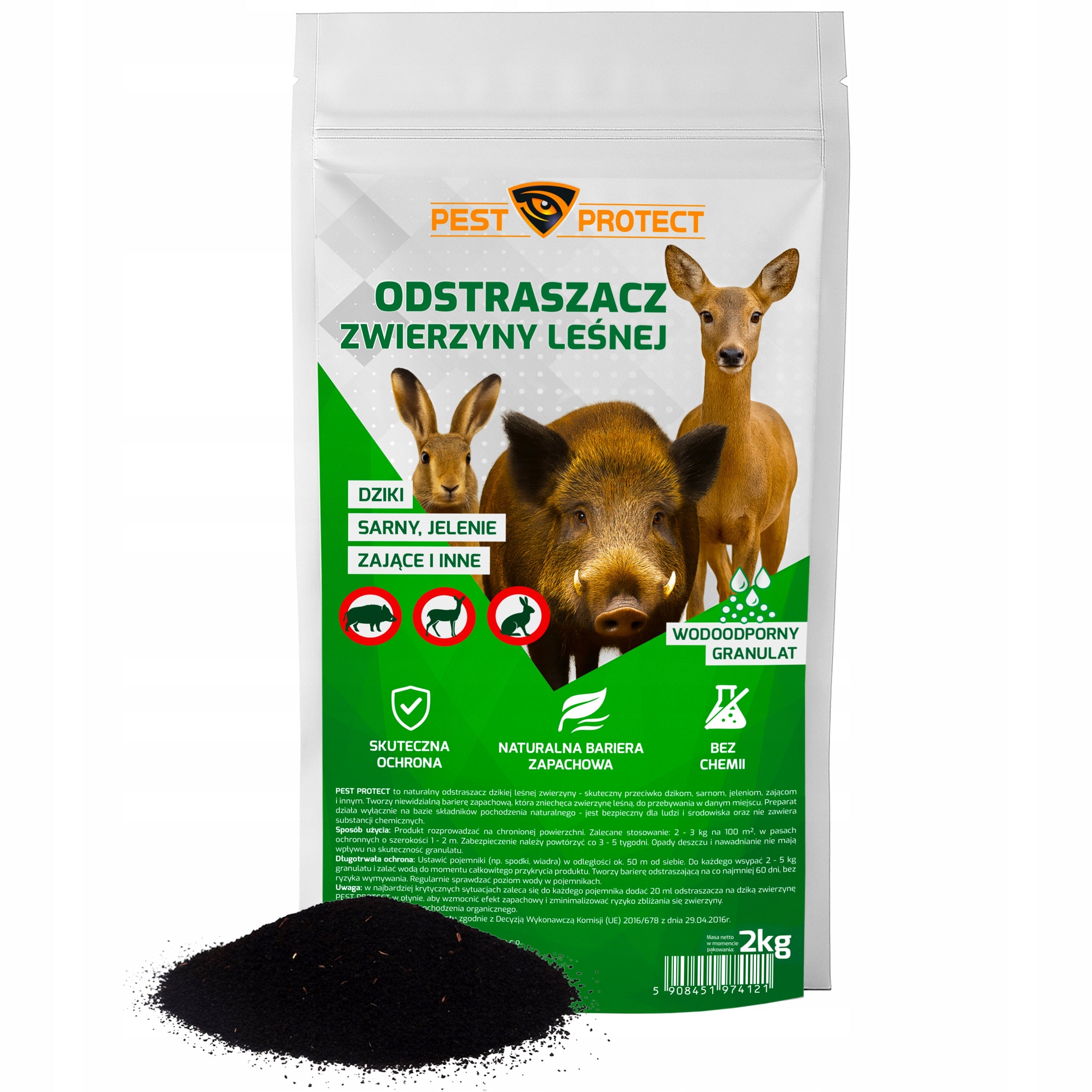 DETERRENT REMEDY FOR WILD BOAR DEER HARE NATURAL GRANULES 2KG Manufacturer code Odstraszacz na Dziki Sarny Jelnie Zające 2kg