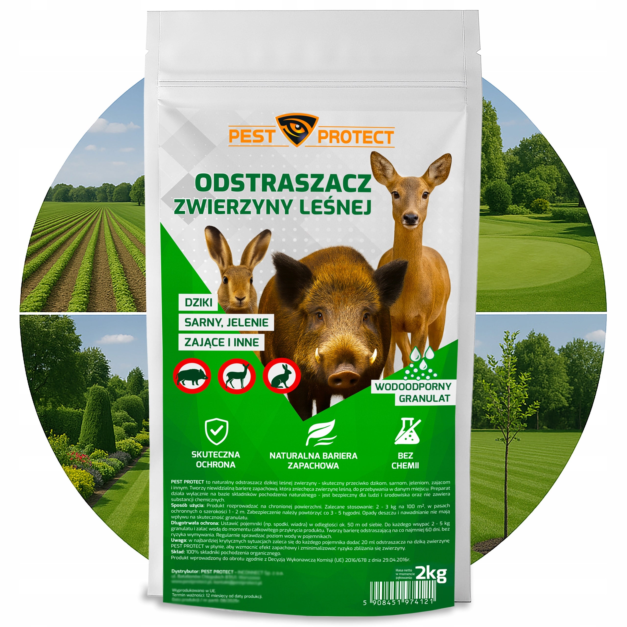 DETERRENT REMEDY FOR WILD BOAR DEER HARE NATURAL GRANULES 2KG Packaging status original