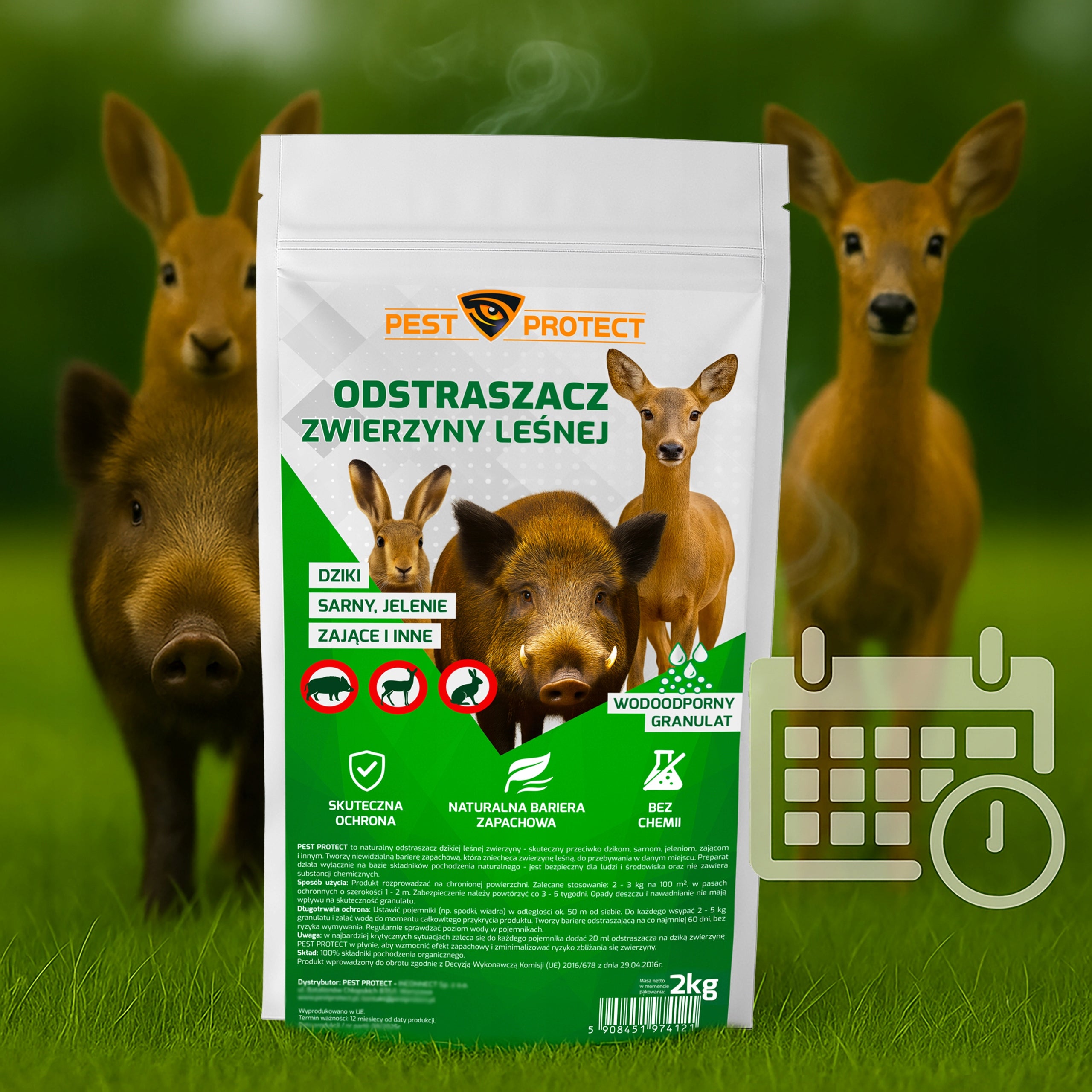 DETERRENT REMEDY FOR WILD BOAR DEER HARE NATURAL GRANULES 2KG Use Against wild animals