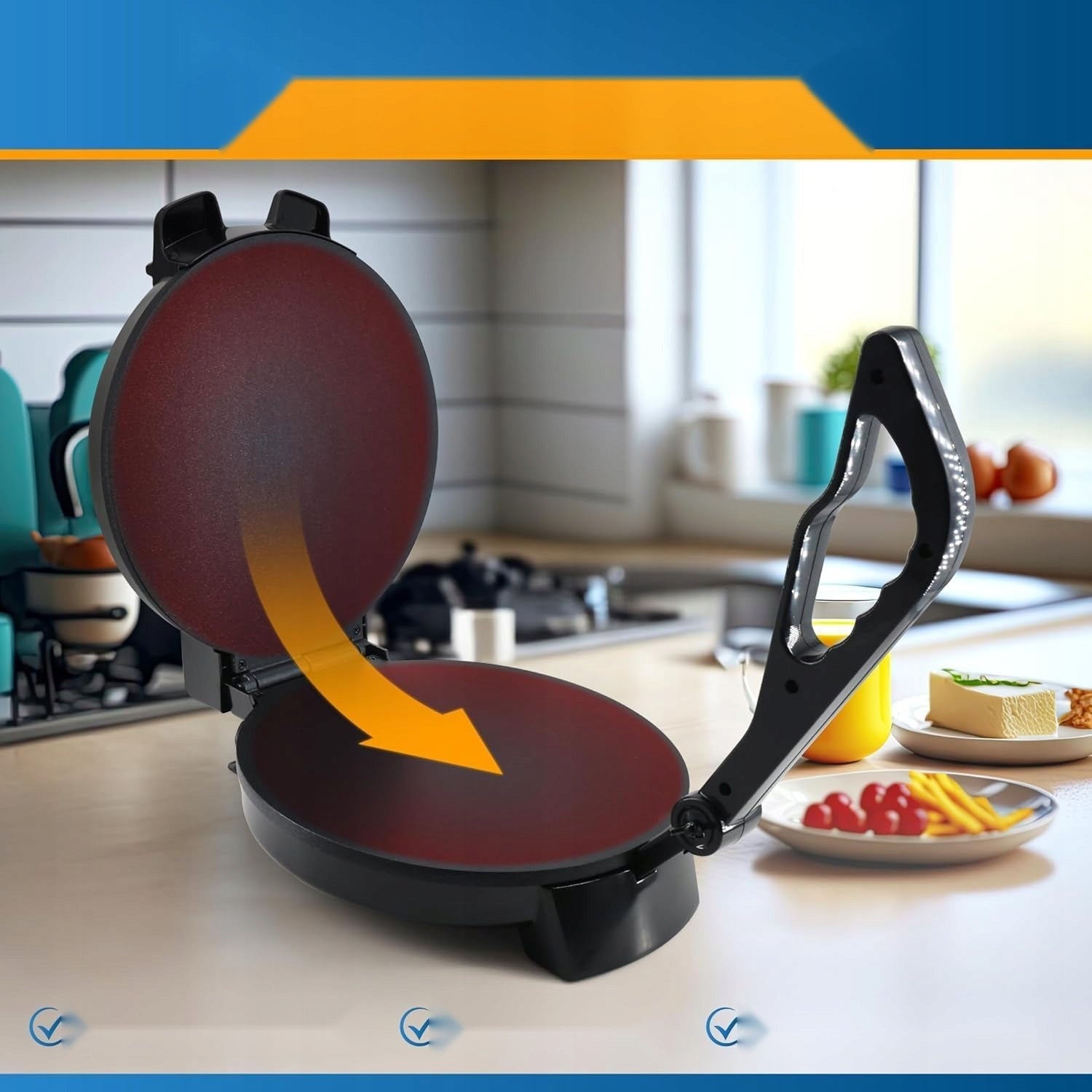 DEVICE 25 CM FOR PANCAKES TORTILLA CHAPATI STRONG DURABLE Model Nie